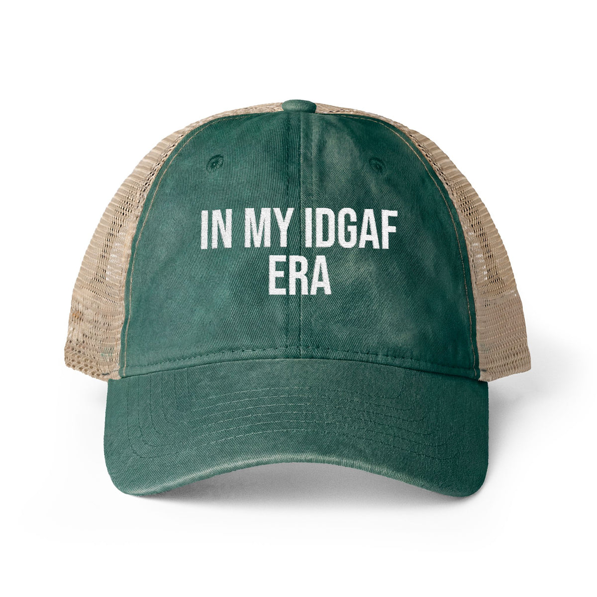 "IN MY IDGAF ERA" Women's Washed Mesh-Back Cap