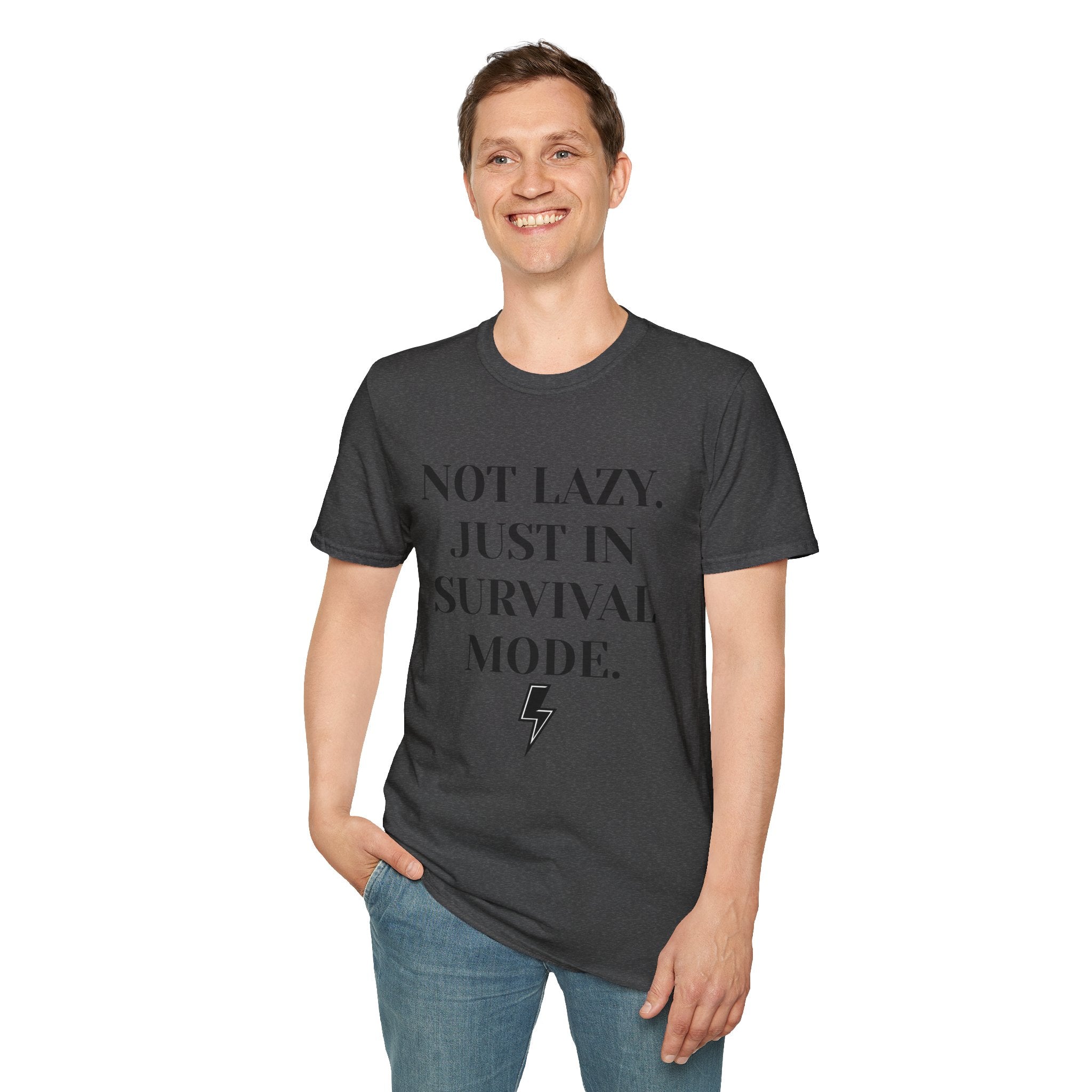 Survival Mode T-Shirt — "Not Lazy. Just In Survival Mode." Relaxed Graphic Tee