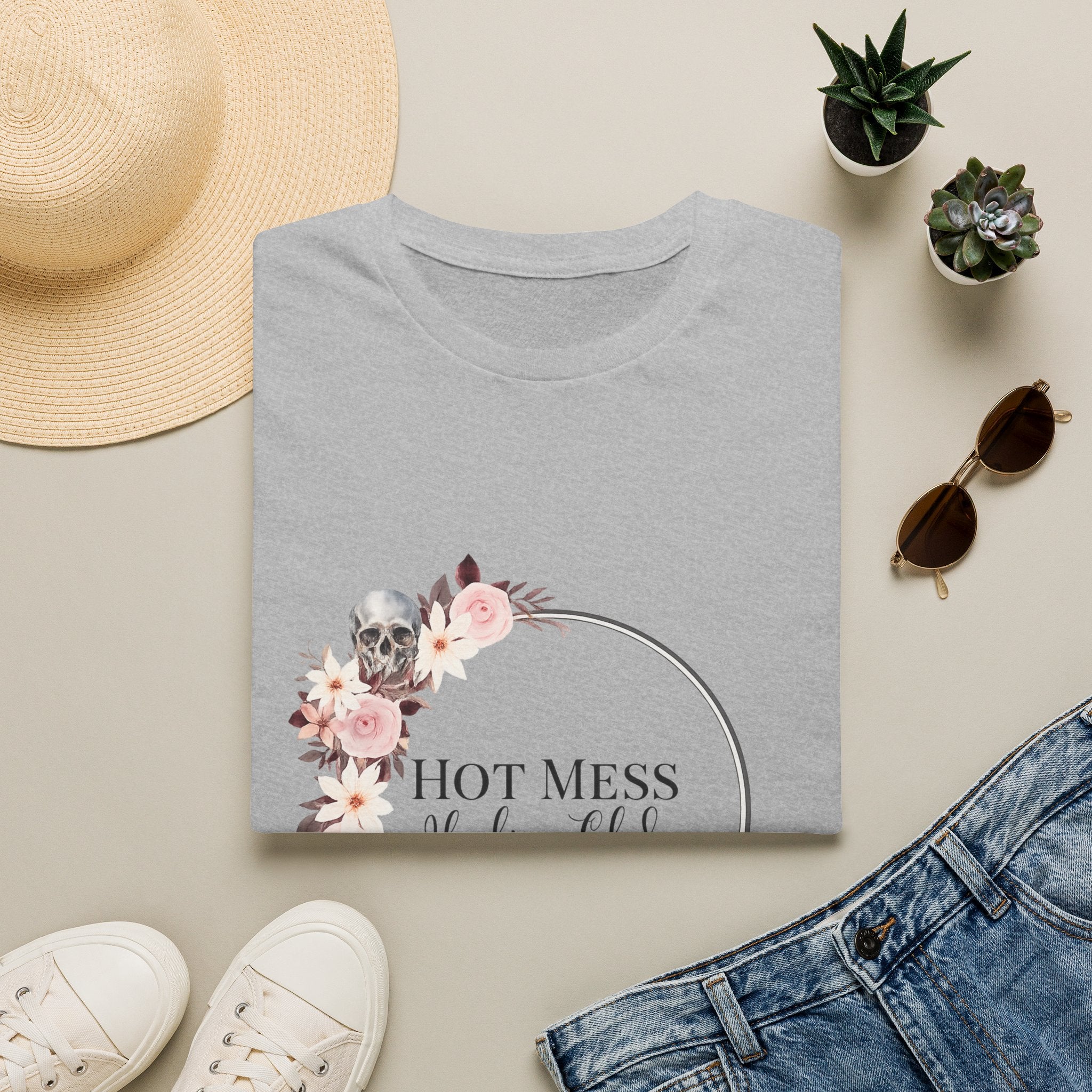 Hot Mess Healing Club T-Shirt — Floral Skull Tee