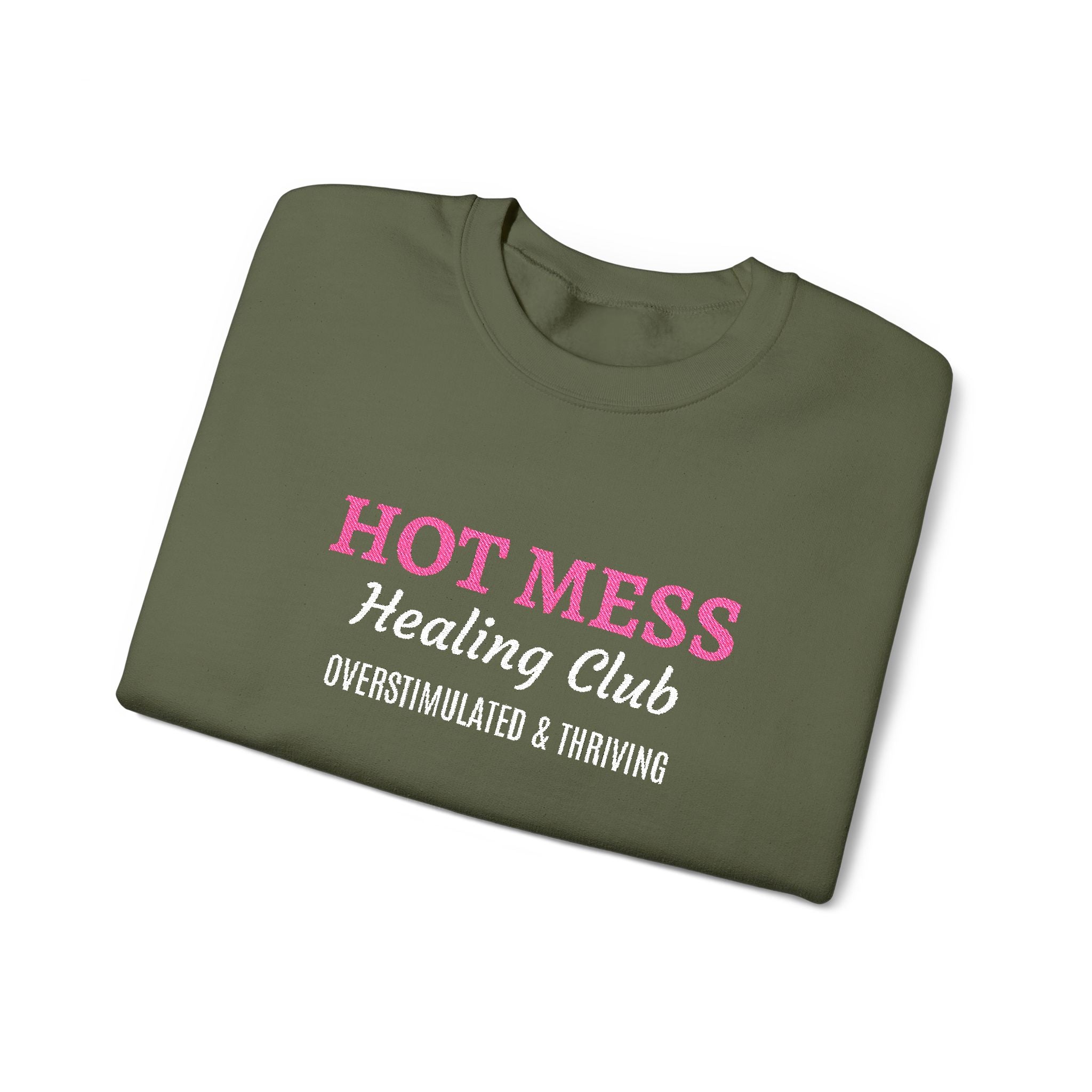 Hot Mess Crewneck Sweatshirt — Funny Graphic White Pullover