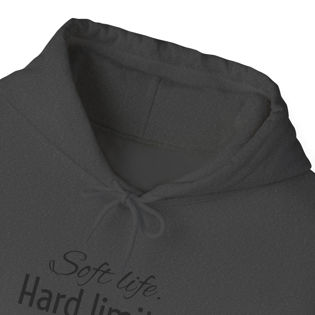 Hoodie — "Soft Life. Hard Limits." Minimalist Script Pullover