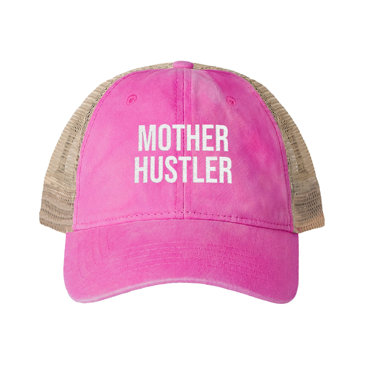 "MOTHER HUSTLER" Women's Washed Mesh-Back Cap