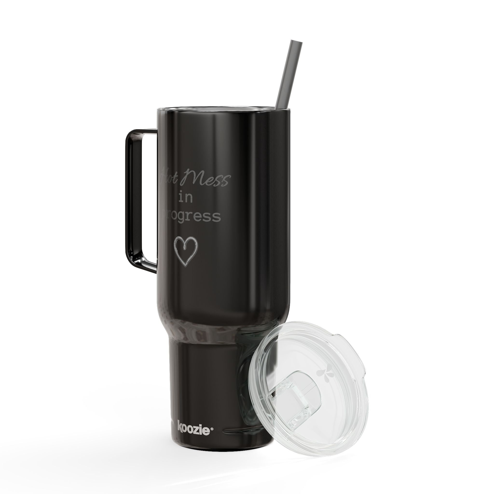 Insulated Tumbler with Lid, 40oz (Engraving)- "Hot Mess in Progress"