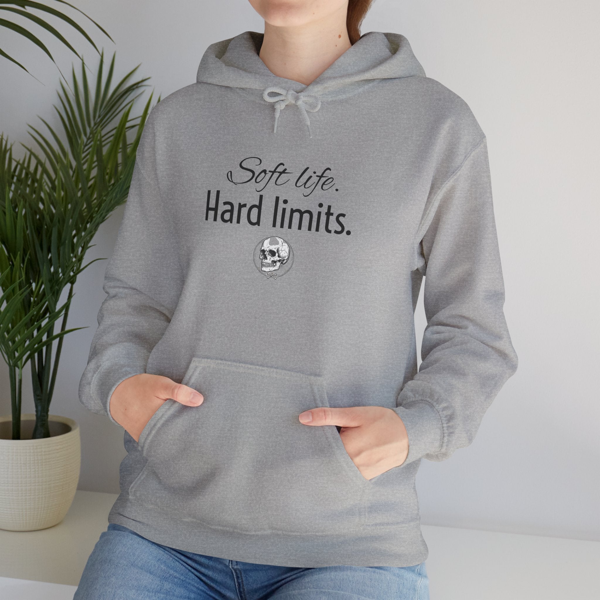 Hoodie — "Soft Life. Hard Limits." Minimalist Script Pullover