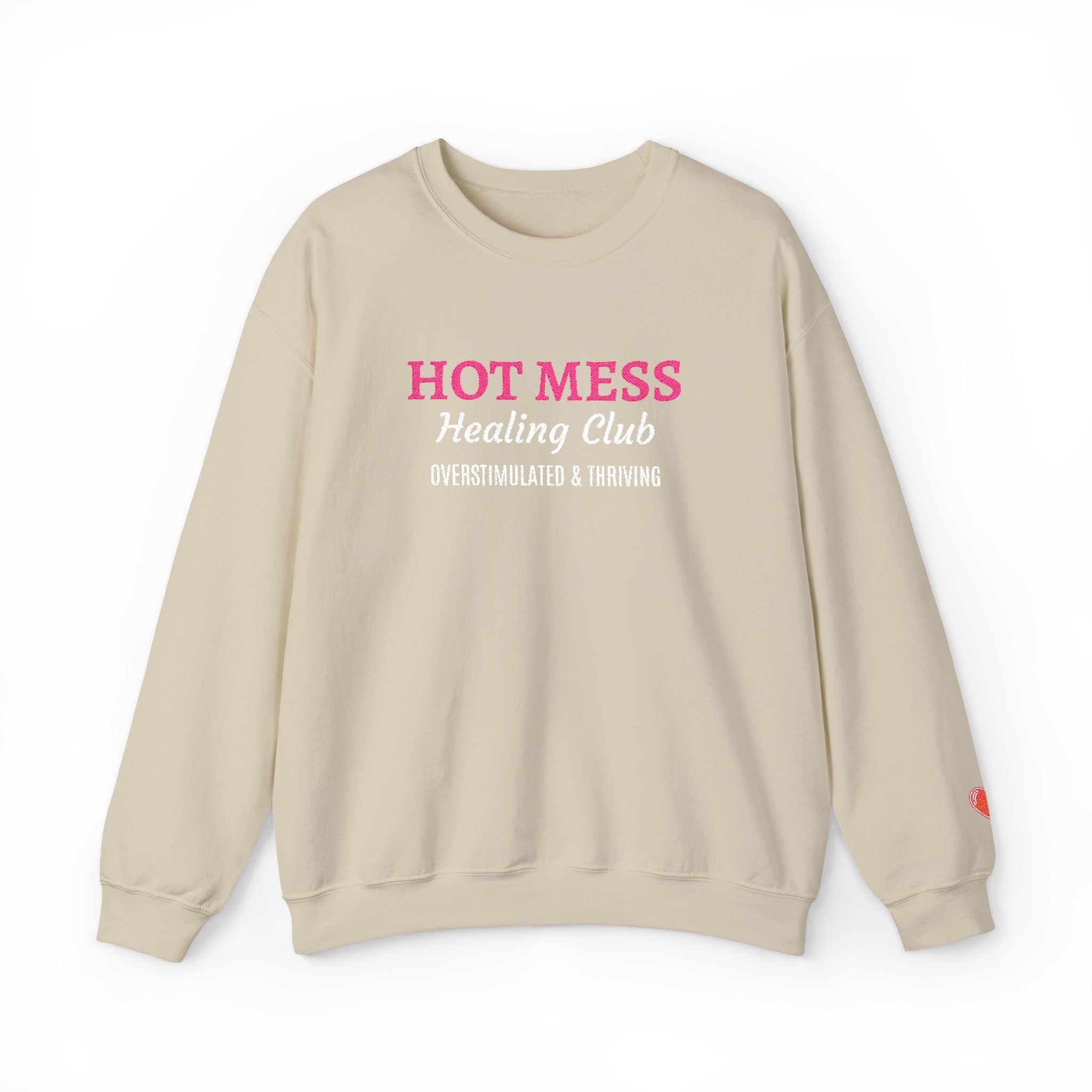 Hot Mess Crewneck Sweatshirt — Funny Graphic White Pullover
