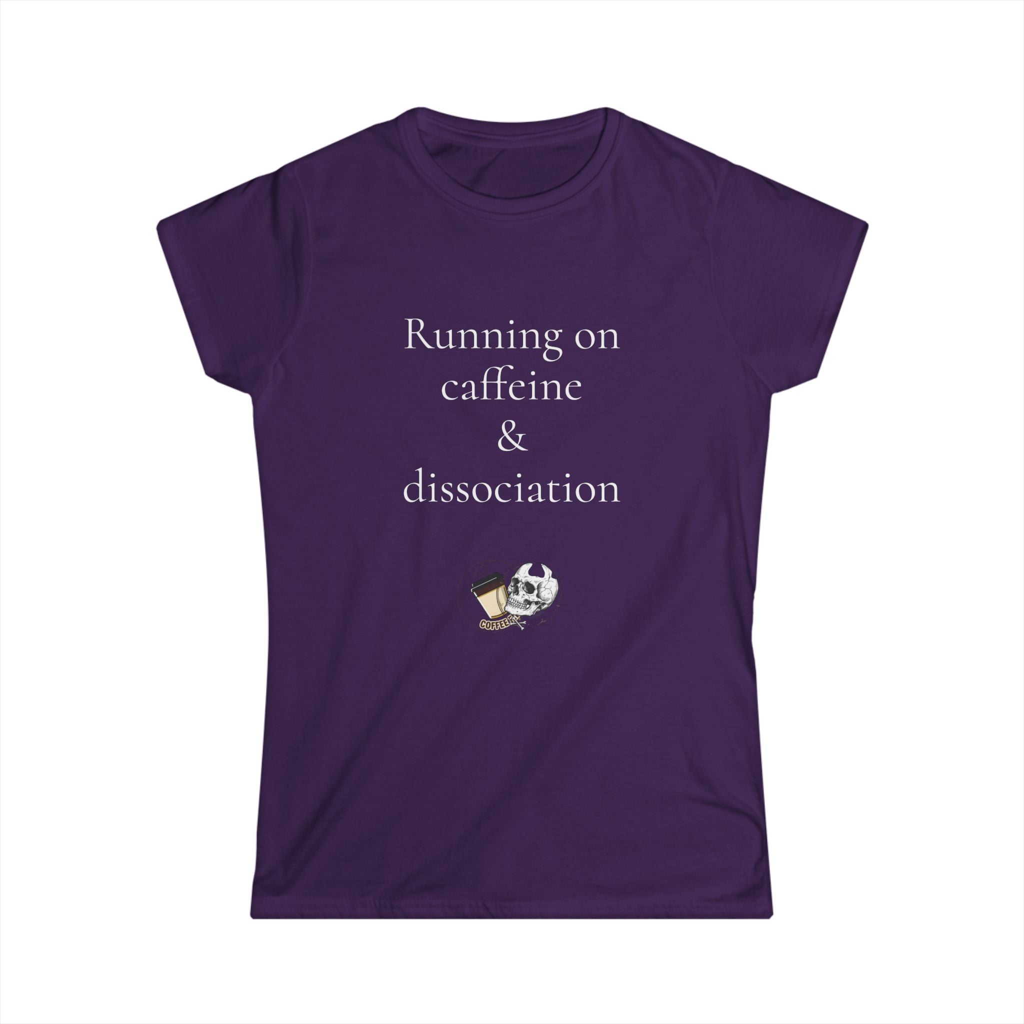 Running on Caffeine & Dissociation Tee — Funny Aesthetic Coffee Shirt for Women