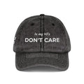 Vintage Embroidered Cap — "Don't Care" Distressed Baseball Hat