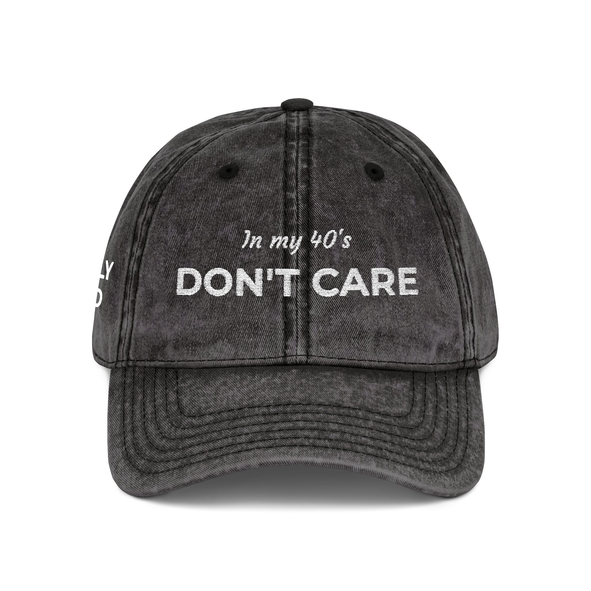 Vintage Embroidered Cap — "Don't Care" Distressed Baseball Hat