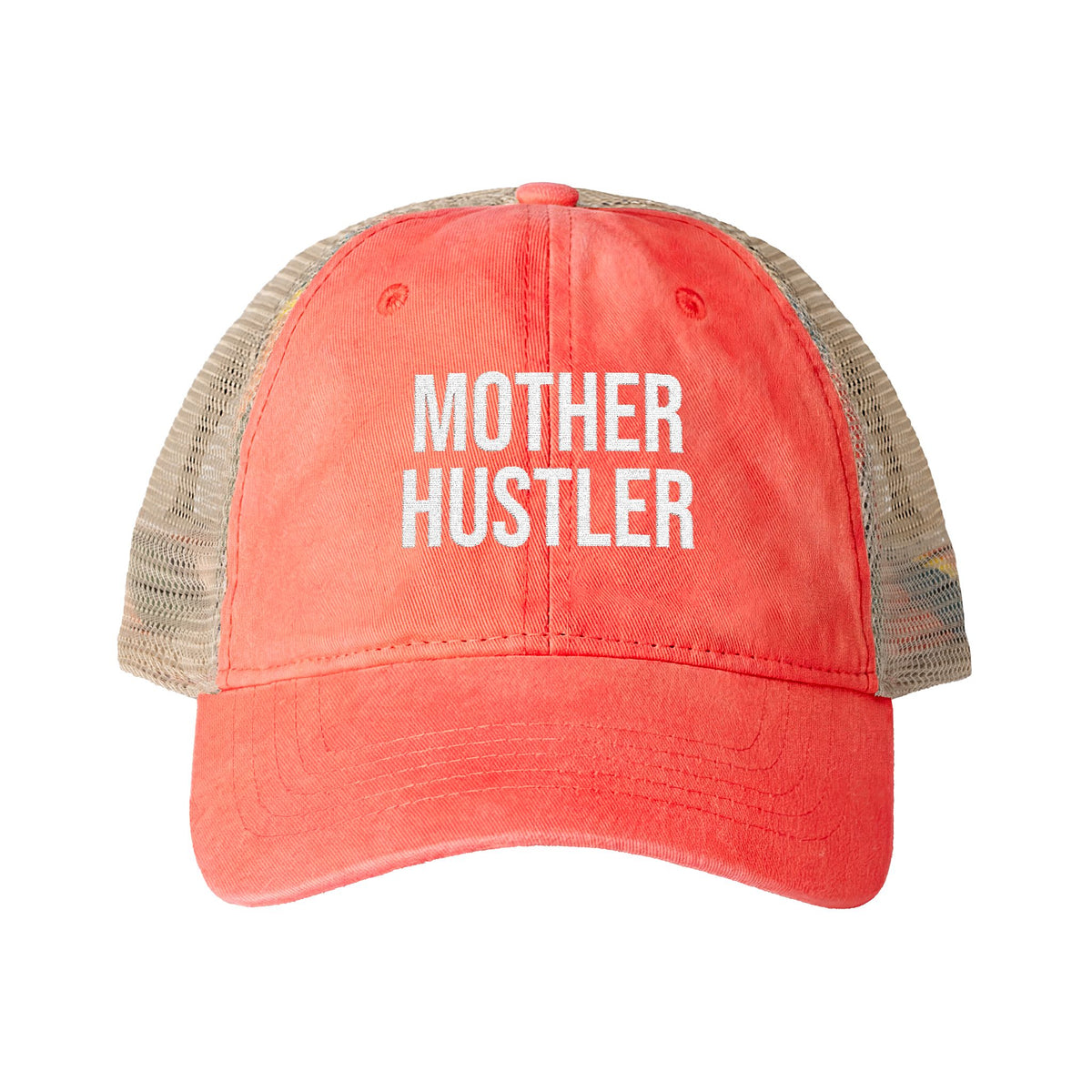 "MOTHER HUSTLER" Women's Washed Mesh-Back Cap