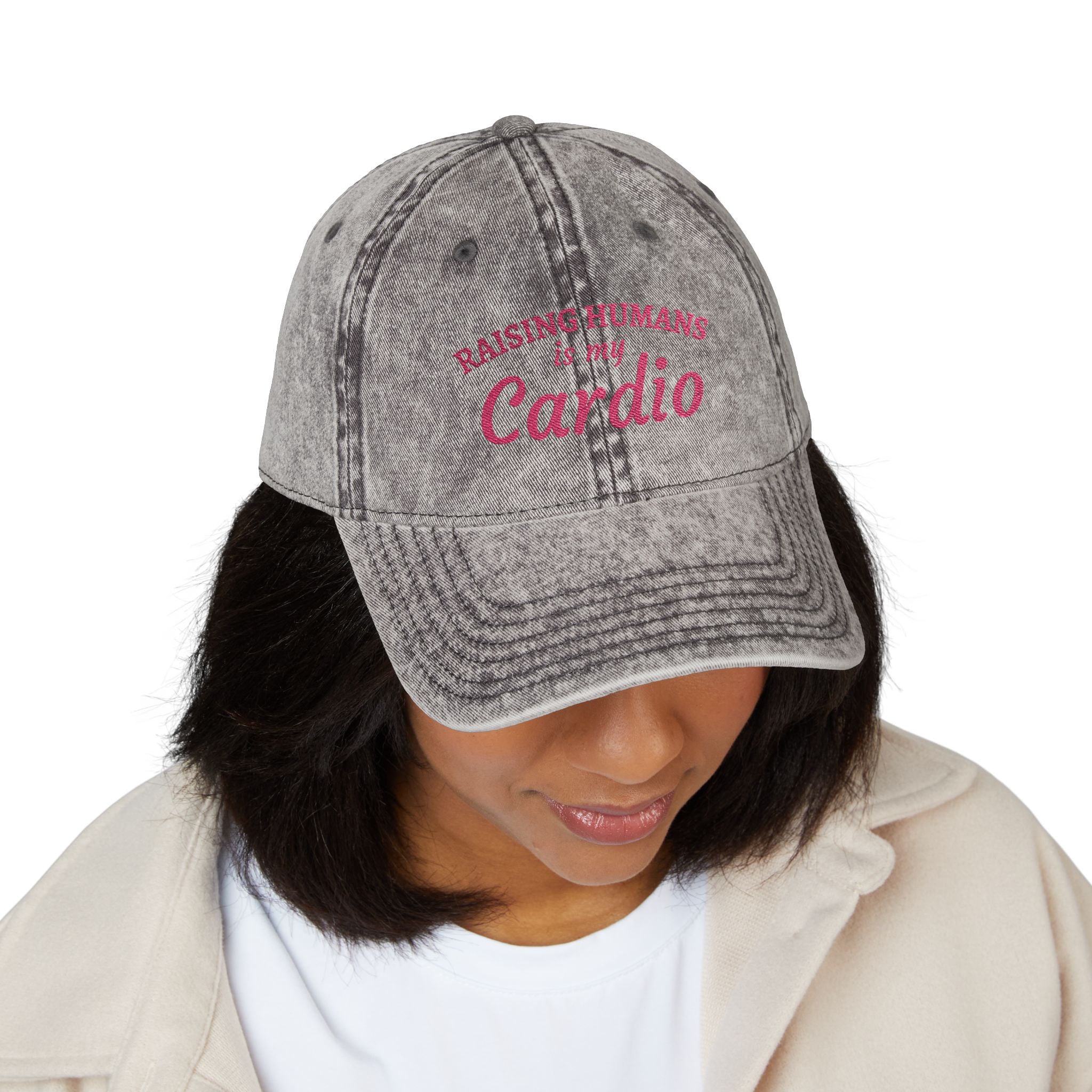 Vintage Embroidered Cap - Moms Cardio (Distressed Hat)