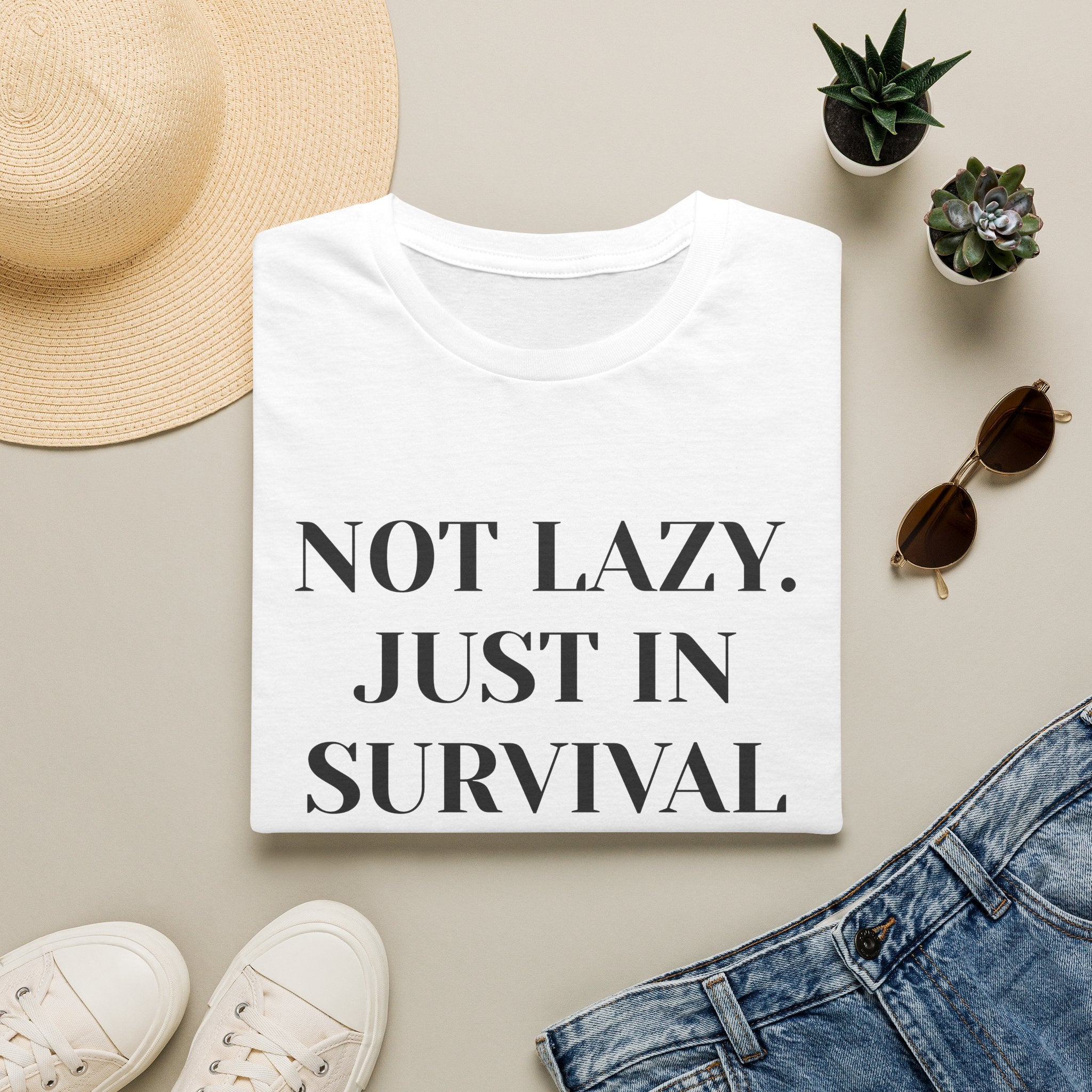 Survival Mode T-Shirt — "Not Lazy. Just In Survival Mode." Relaxed Graphic Tee