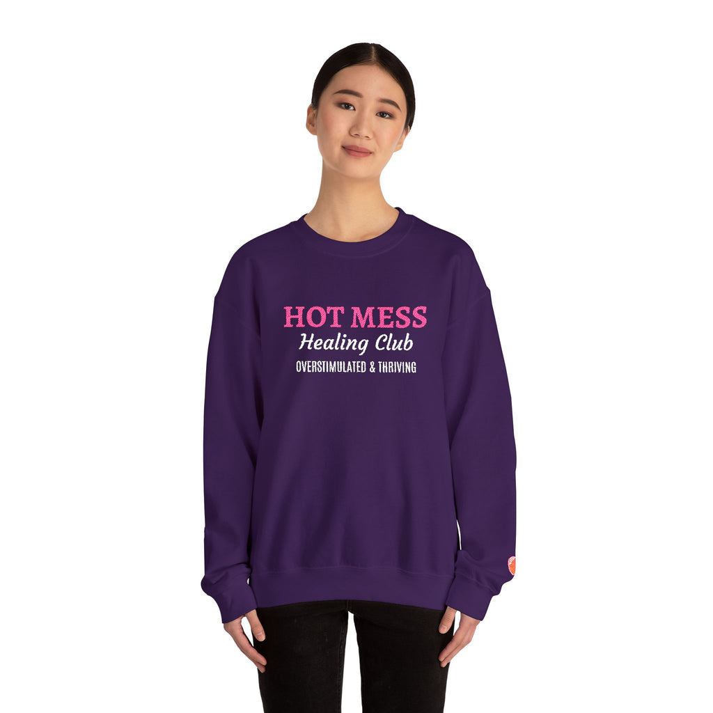 Hot Mess Crewneck Sweatshirt — Funny Graphic White Pullover
