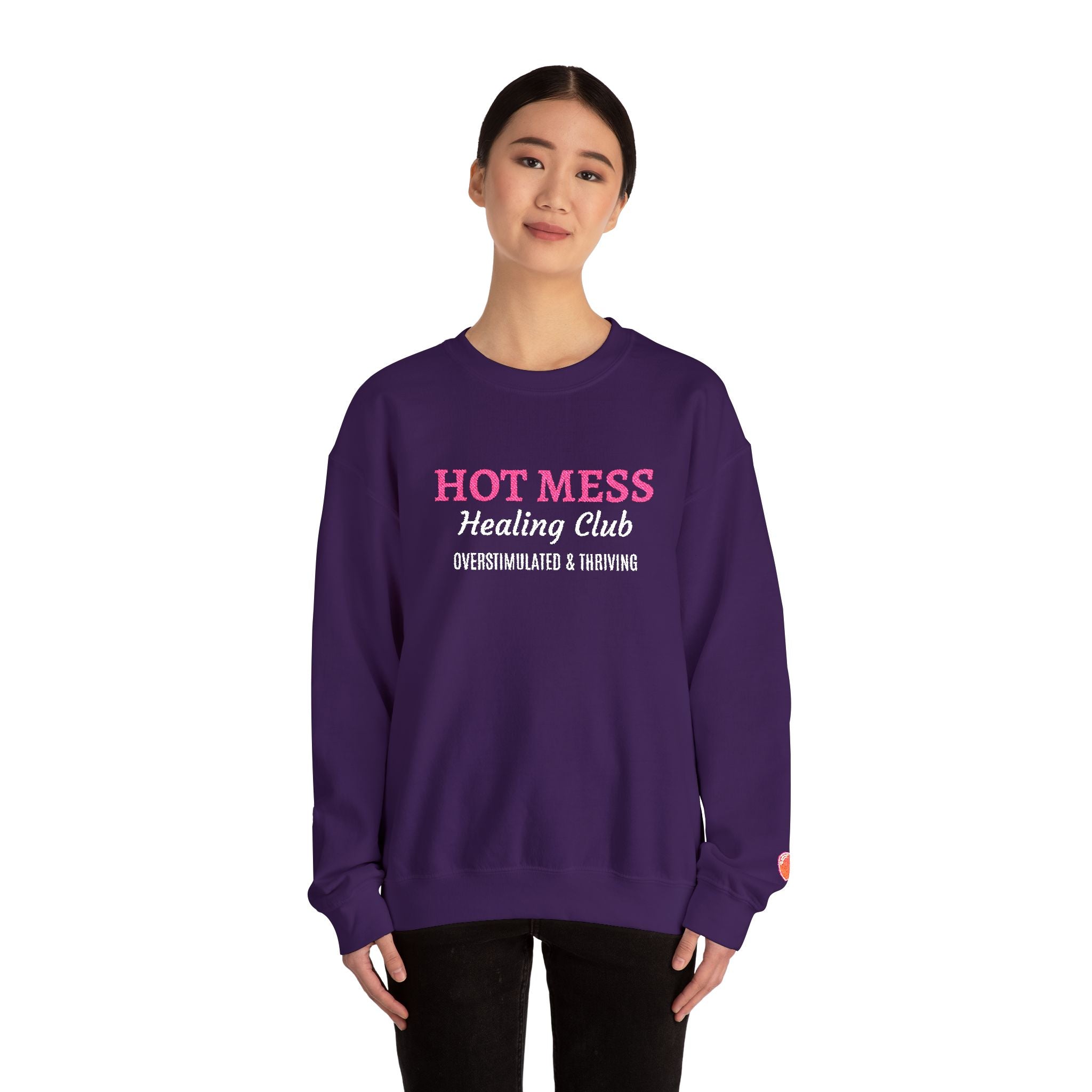 Hot Mess Crewneck Sweatshirt — Funny Graphic White Pullover