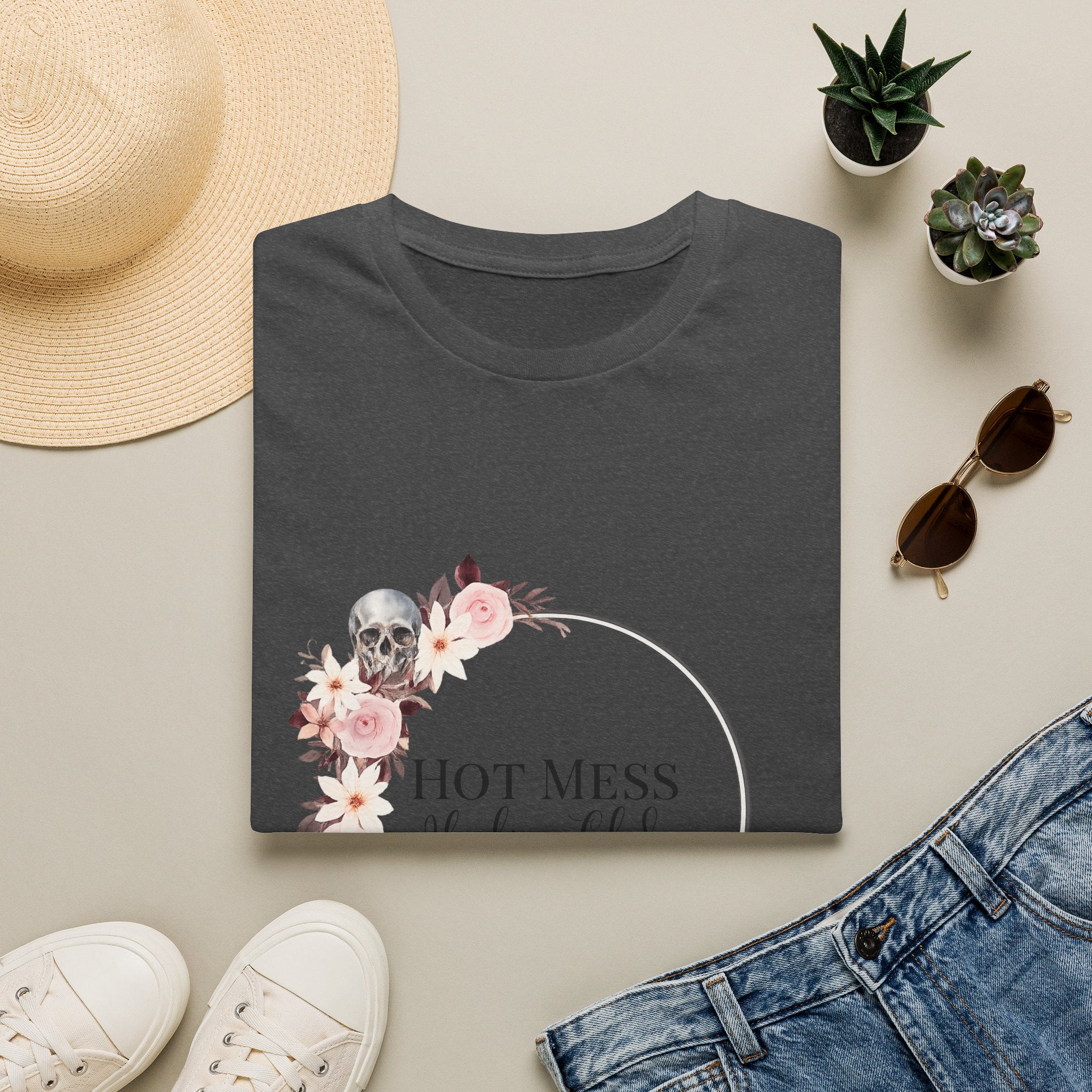 Hot Mess Healing Club T-Shirt — Floral Skull Tee