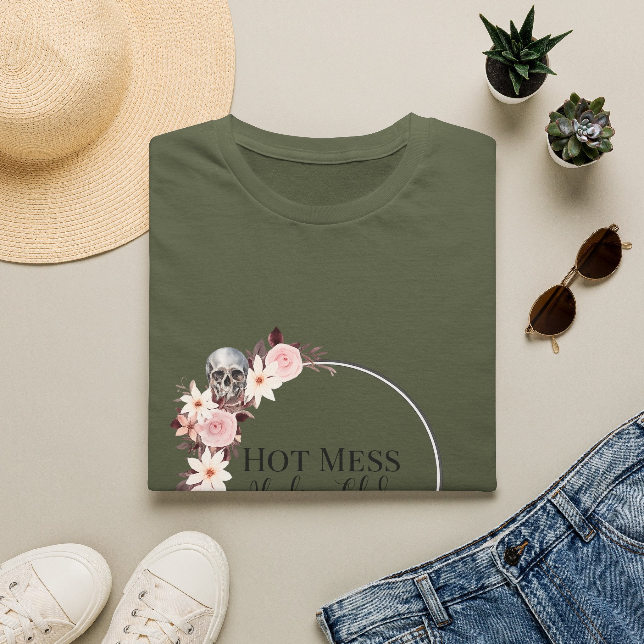 Hot Mess Healing Club T-Shirt — Floral Skull Tee