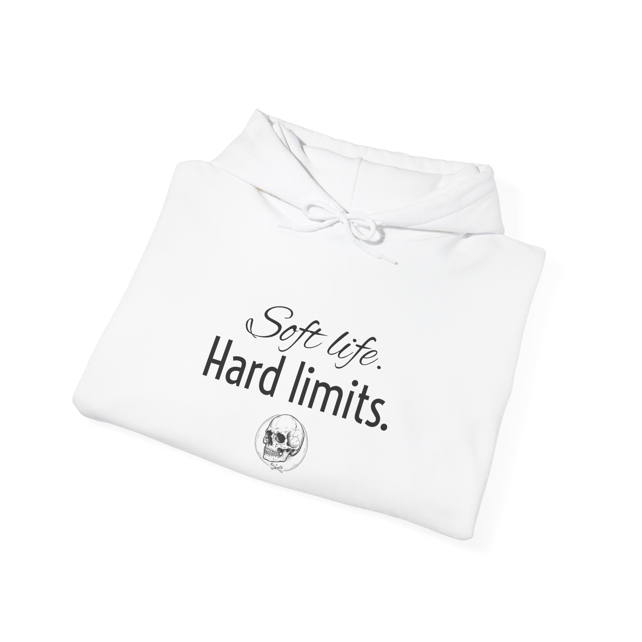 Hoodie — "Soft Life. Hard Limits." Minimalist Script Pullover