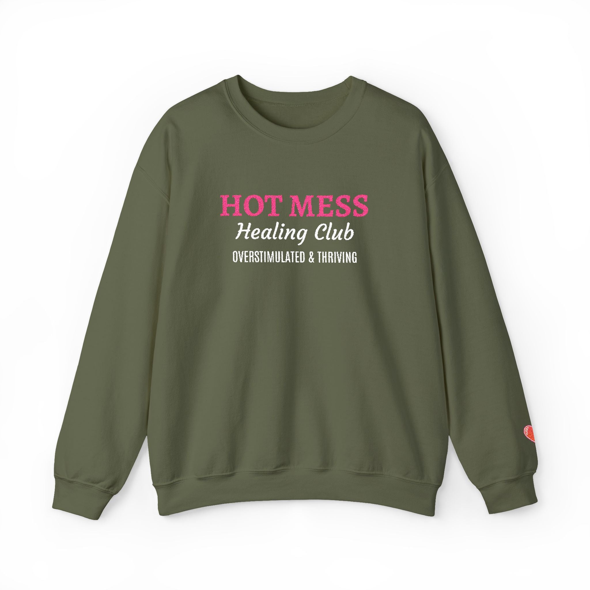 Hot Mess Crewneck Sweatshirt — Funny Graphic White Pullover