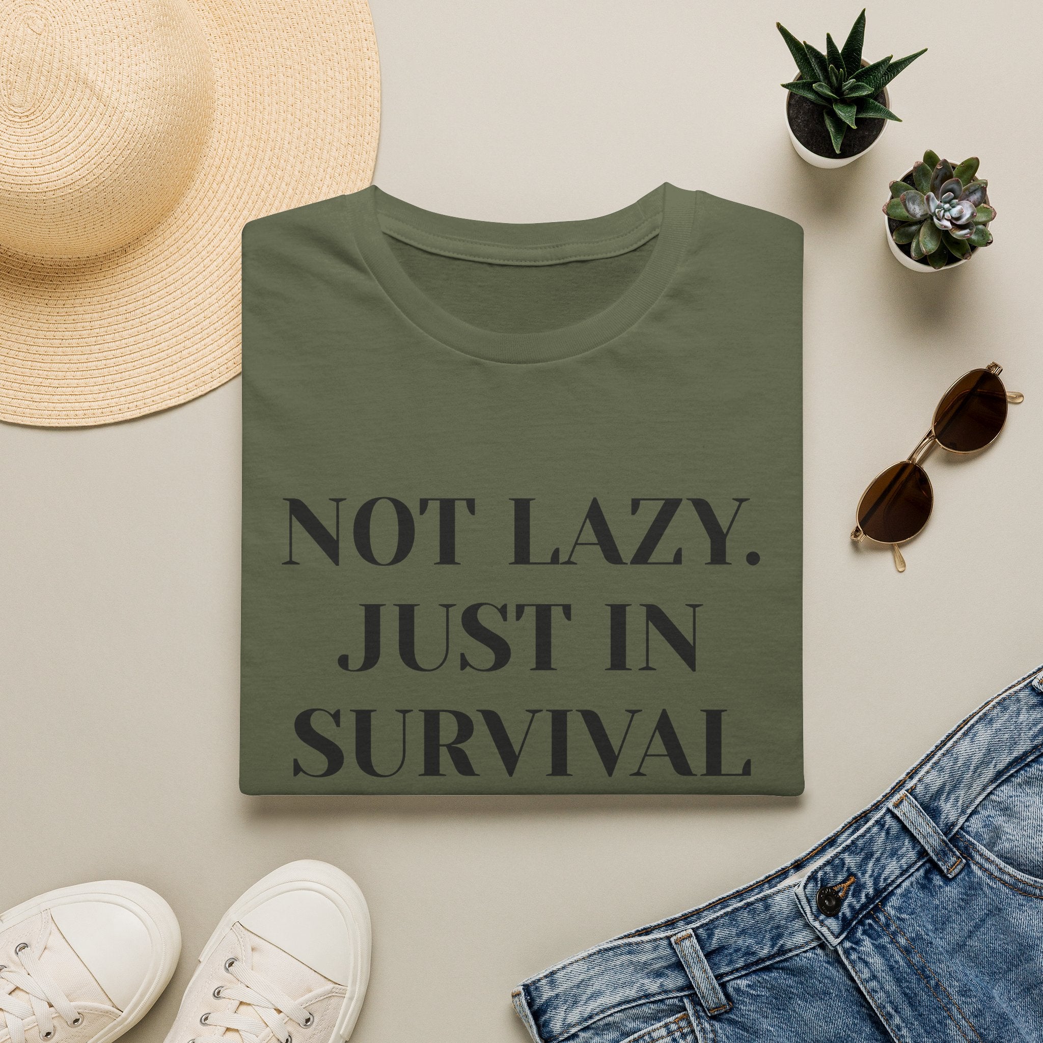 Survival Mode T-Shirt — "Not Lazy. Just In Survival Mode." Relaxed Graphic Tee