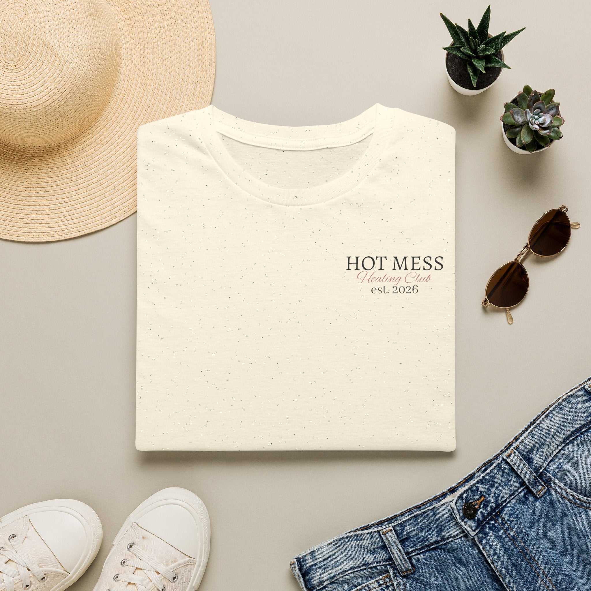 Hot Mess Est. 2026 Tee — Minimal Chest Logo Casual T‑Shirt