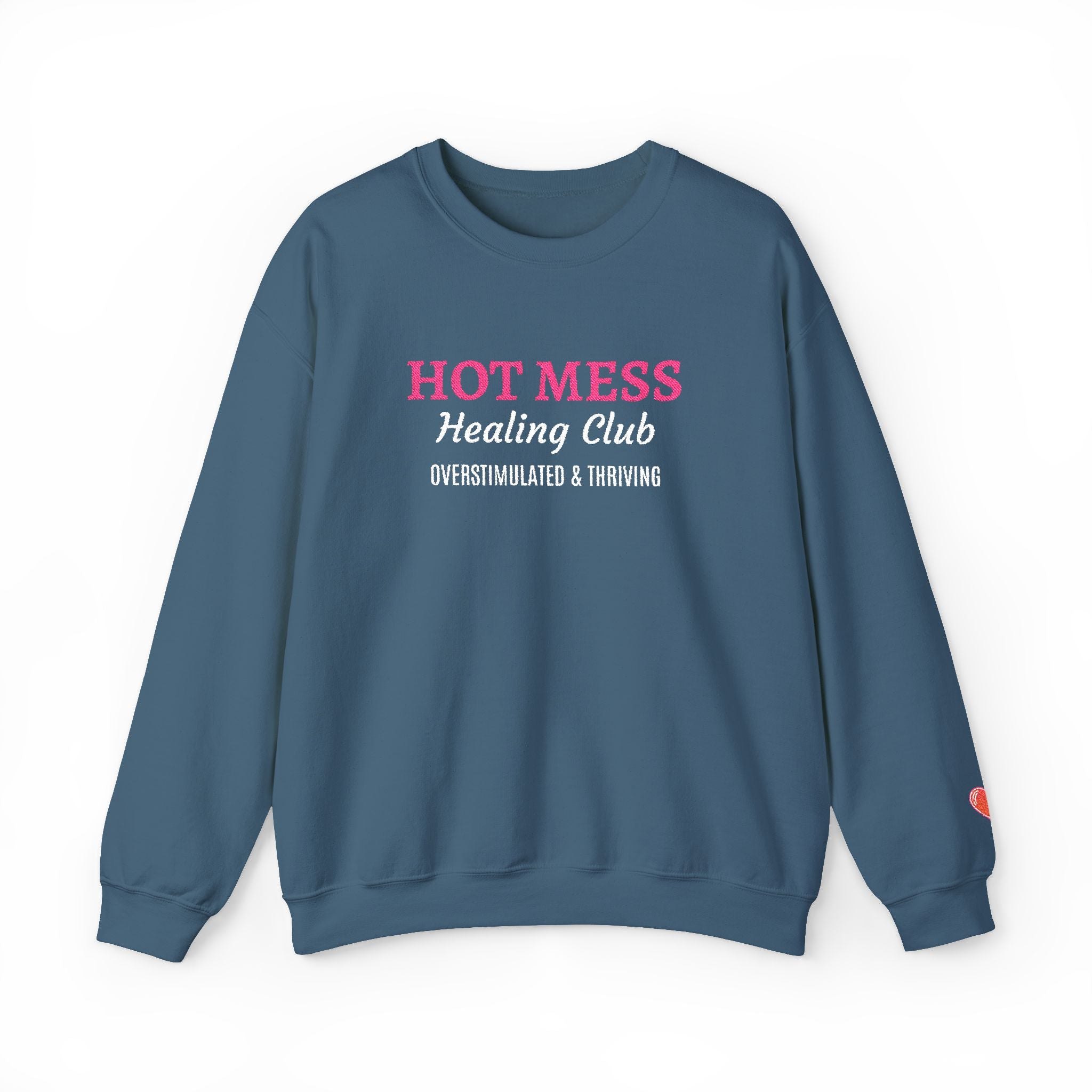 Hot Mess Crewneck Sweatshirt — Funny Graphic White Pullover