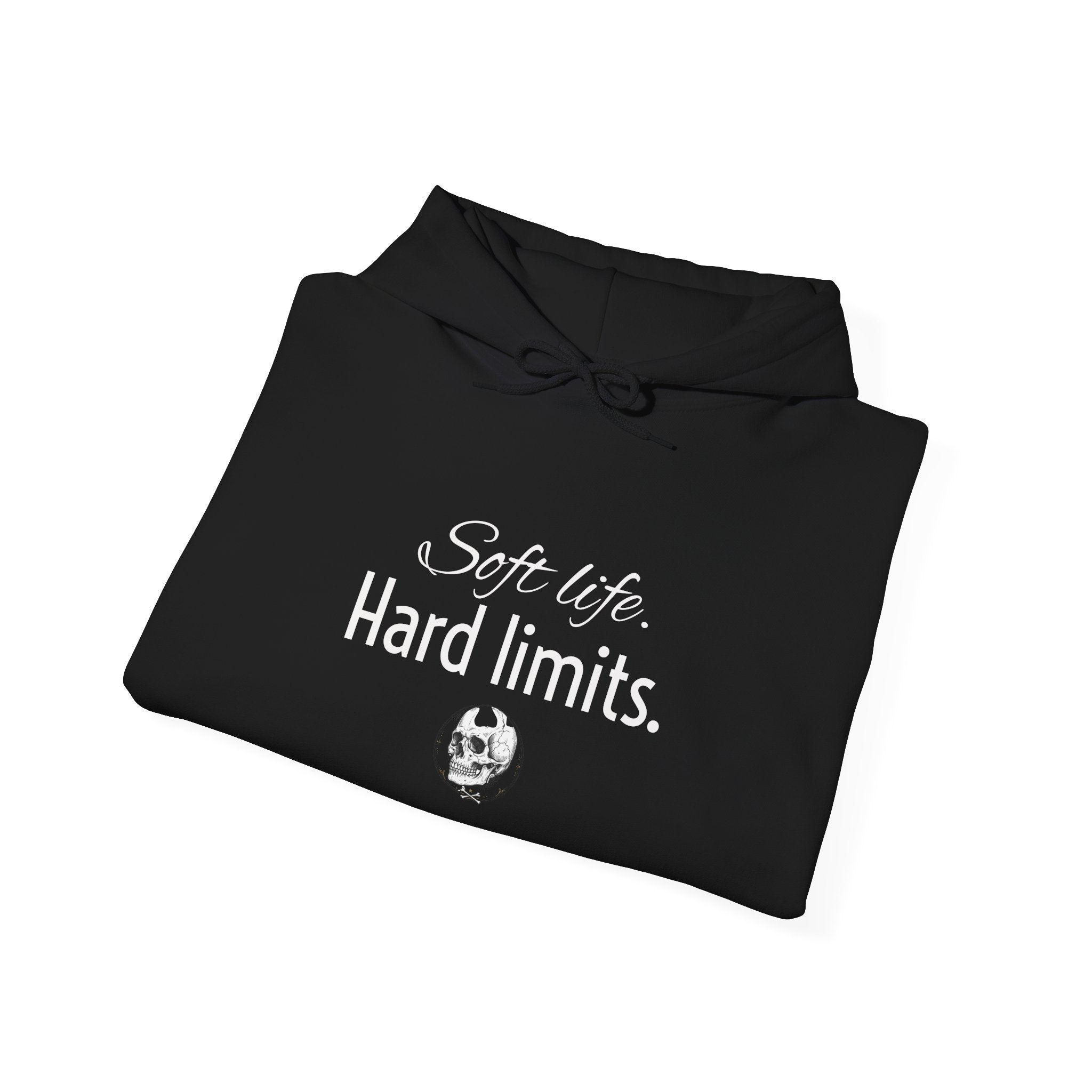 Hoodie — "Soft Life. Hard Limits." Minimalist Script Pullover