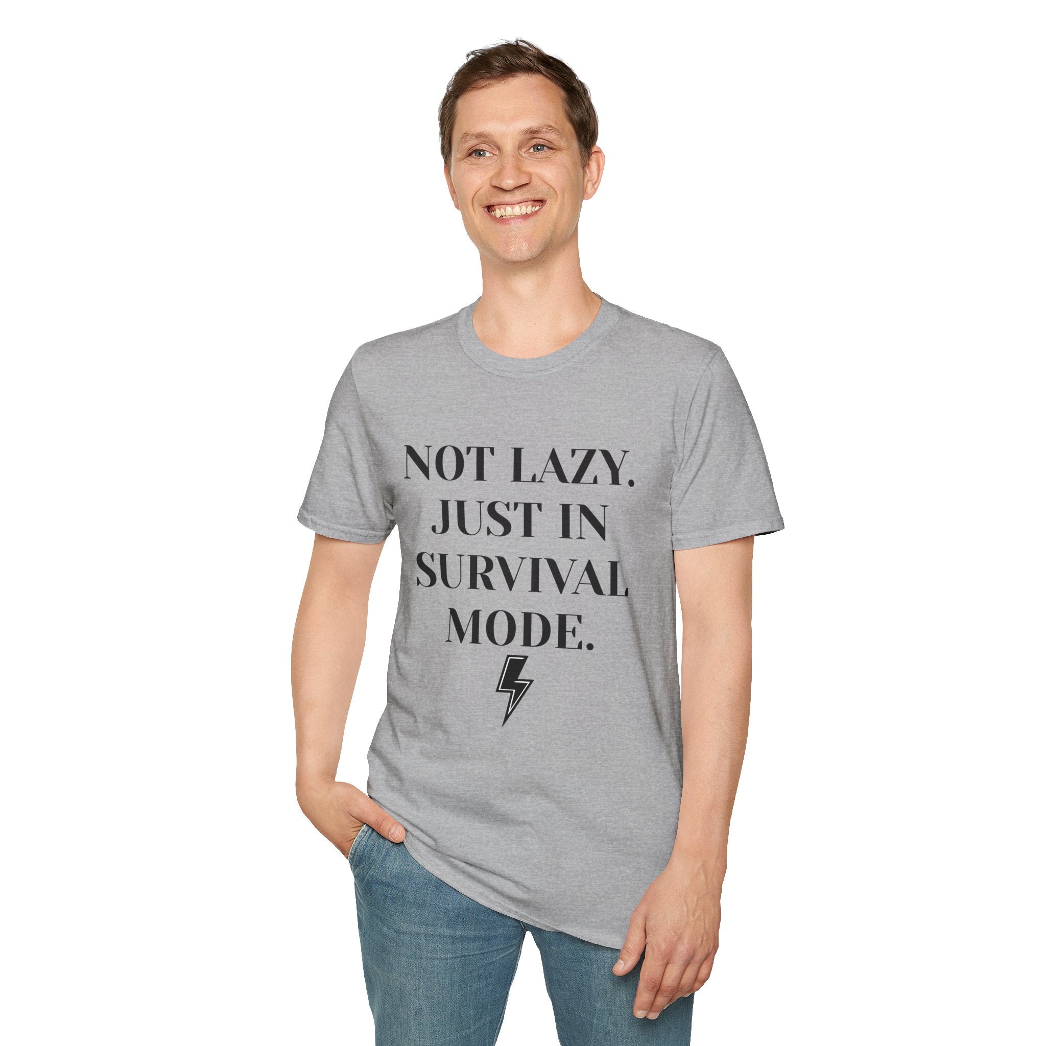 Survival Mode T-Shirt — "Not Lazy. Just In Survival Mode." Relaxed Graphic Tee