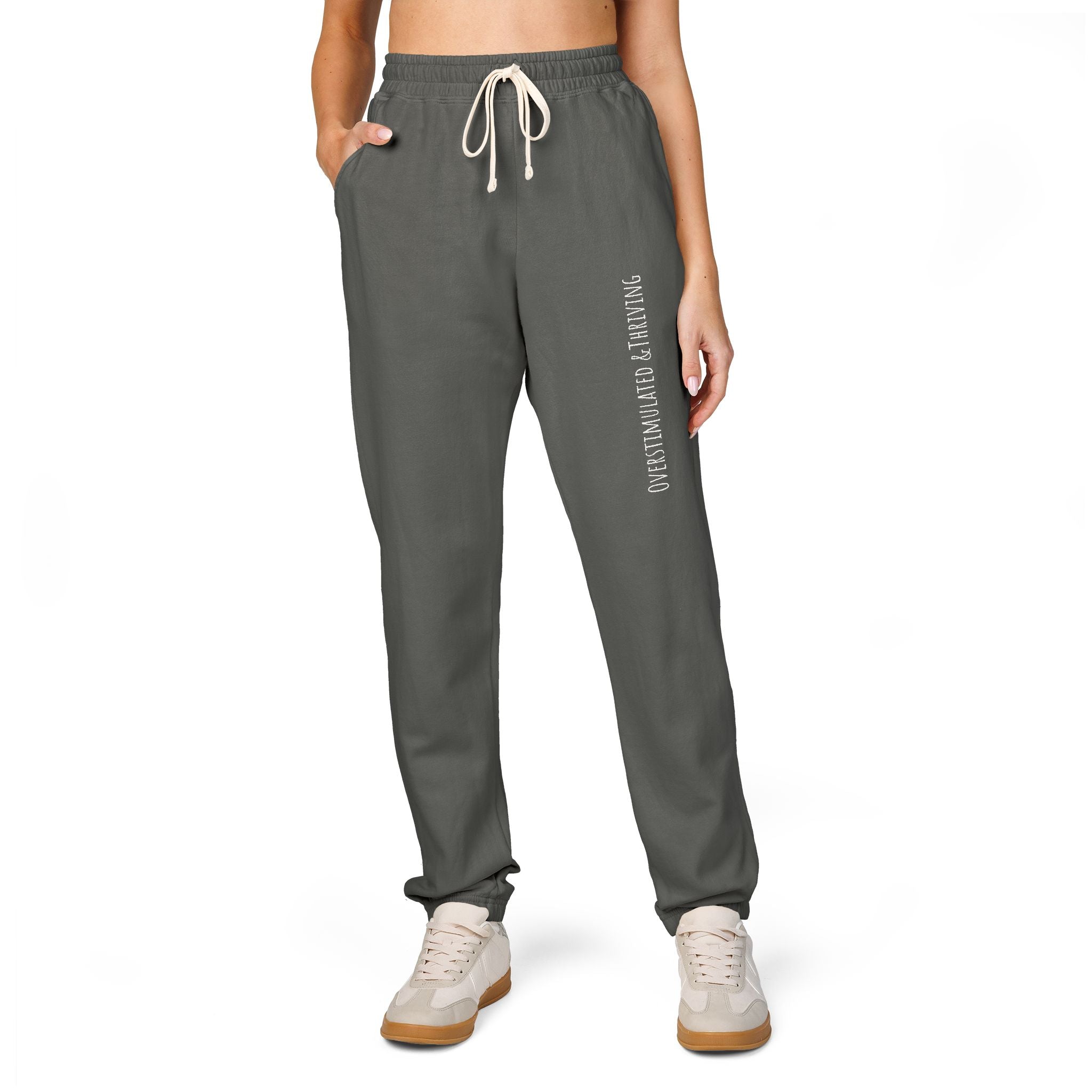 Emberstone Vertical Script Joggers — Garment-Dyed Fleece Sweatpants