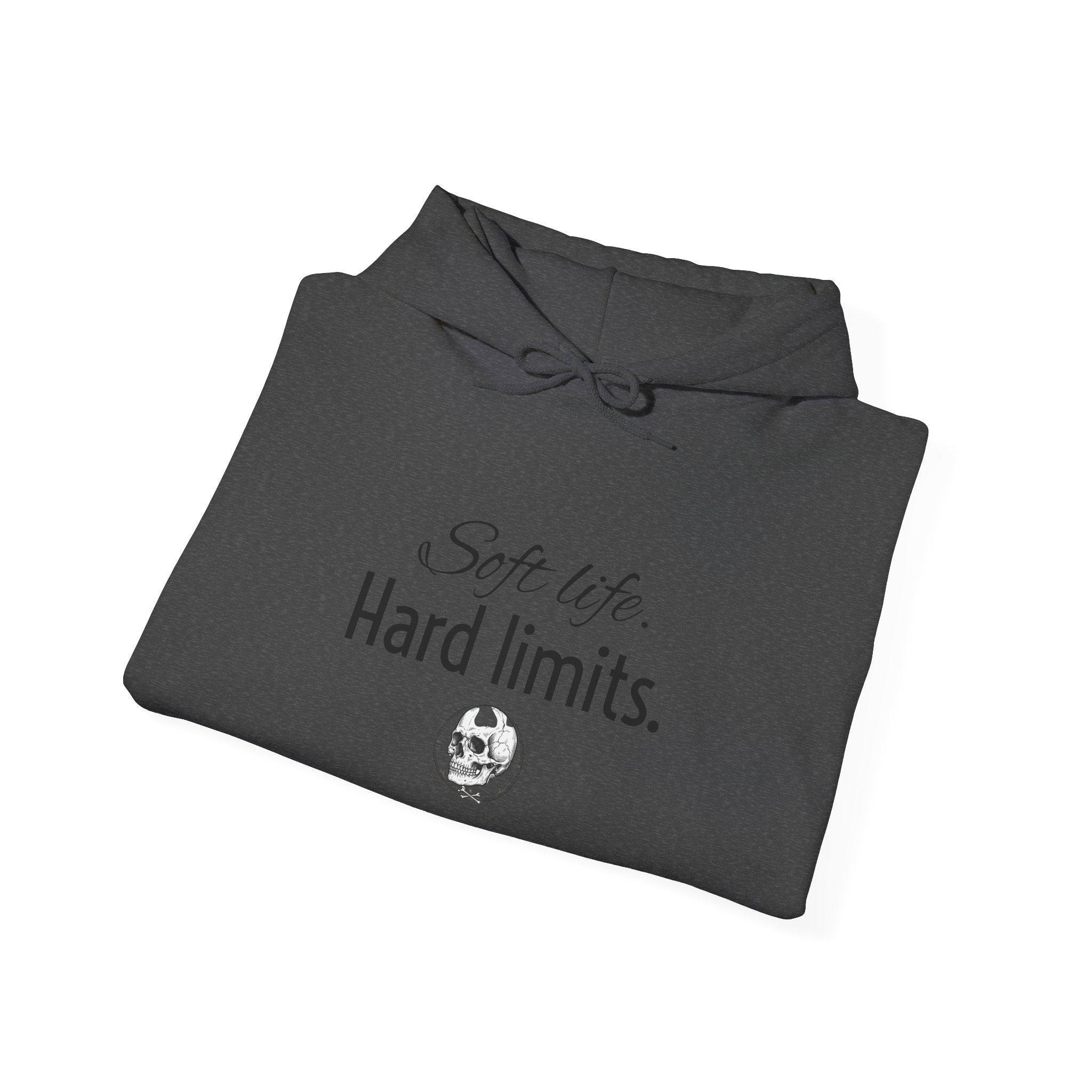 Hoodie — "Soft Life. Hard Limits." Minimalist Script Pullover