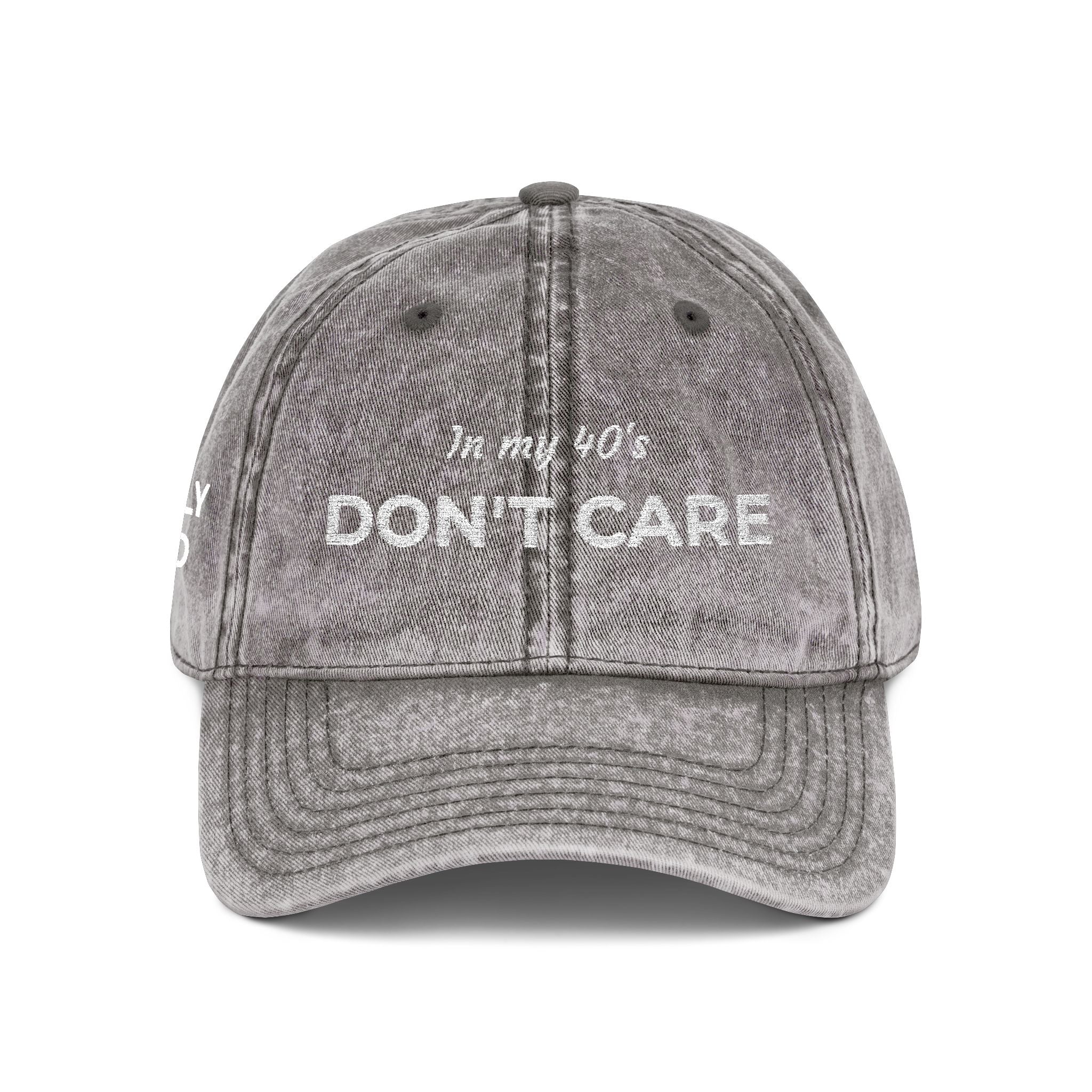 Vintage Embroidered Cap — "Don't Care" Distressed Baseball Hat