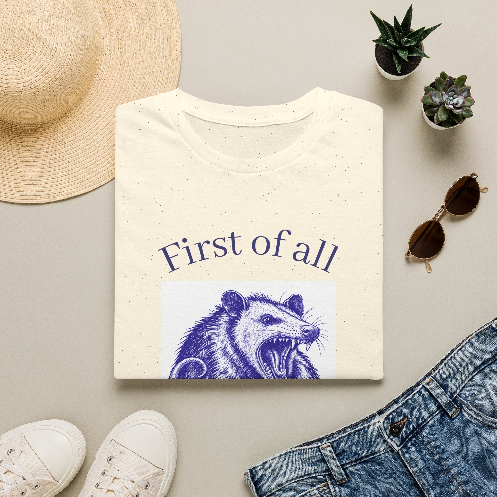 T-Shirt — “First of All, I’m a Delight” Possum Graphic Tee