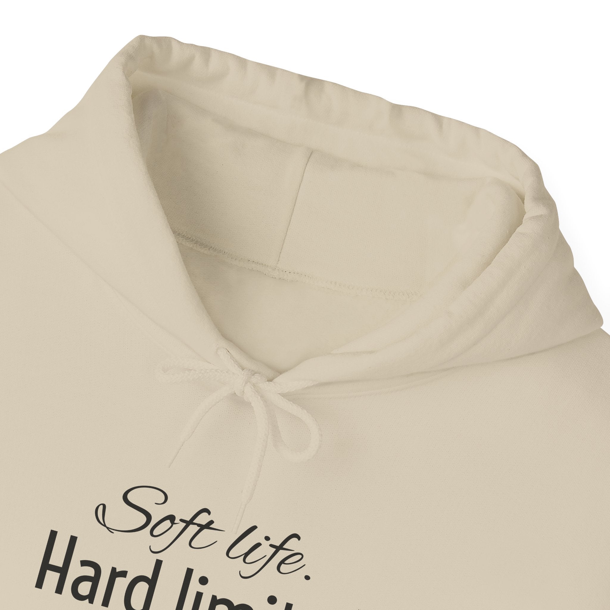 Hoodie — "Soft Life. Hard Limits." Minimalist Script Pullover