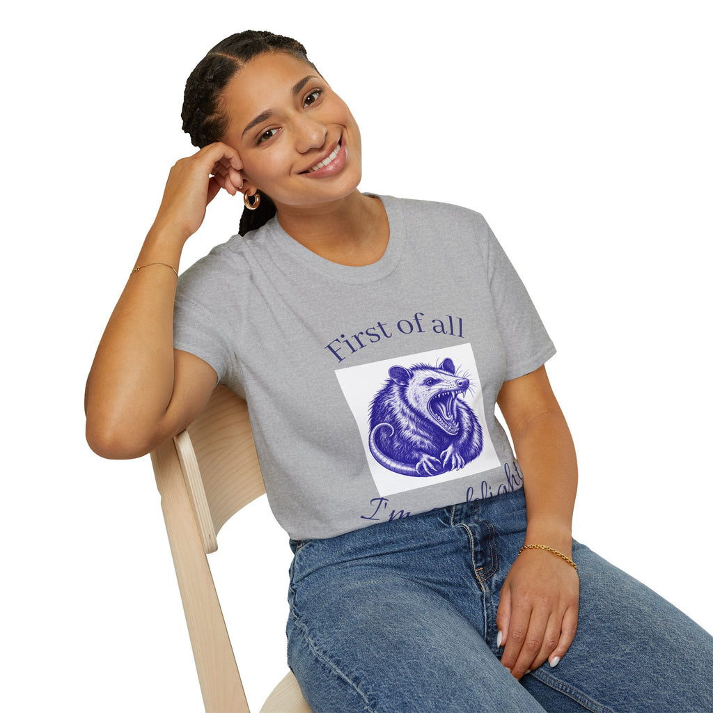 T-Shirt — “First of All, I’m a Delight” Possum Graphic Tee
