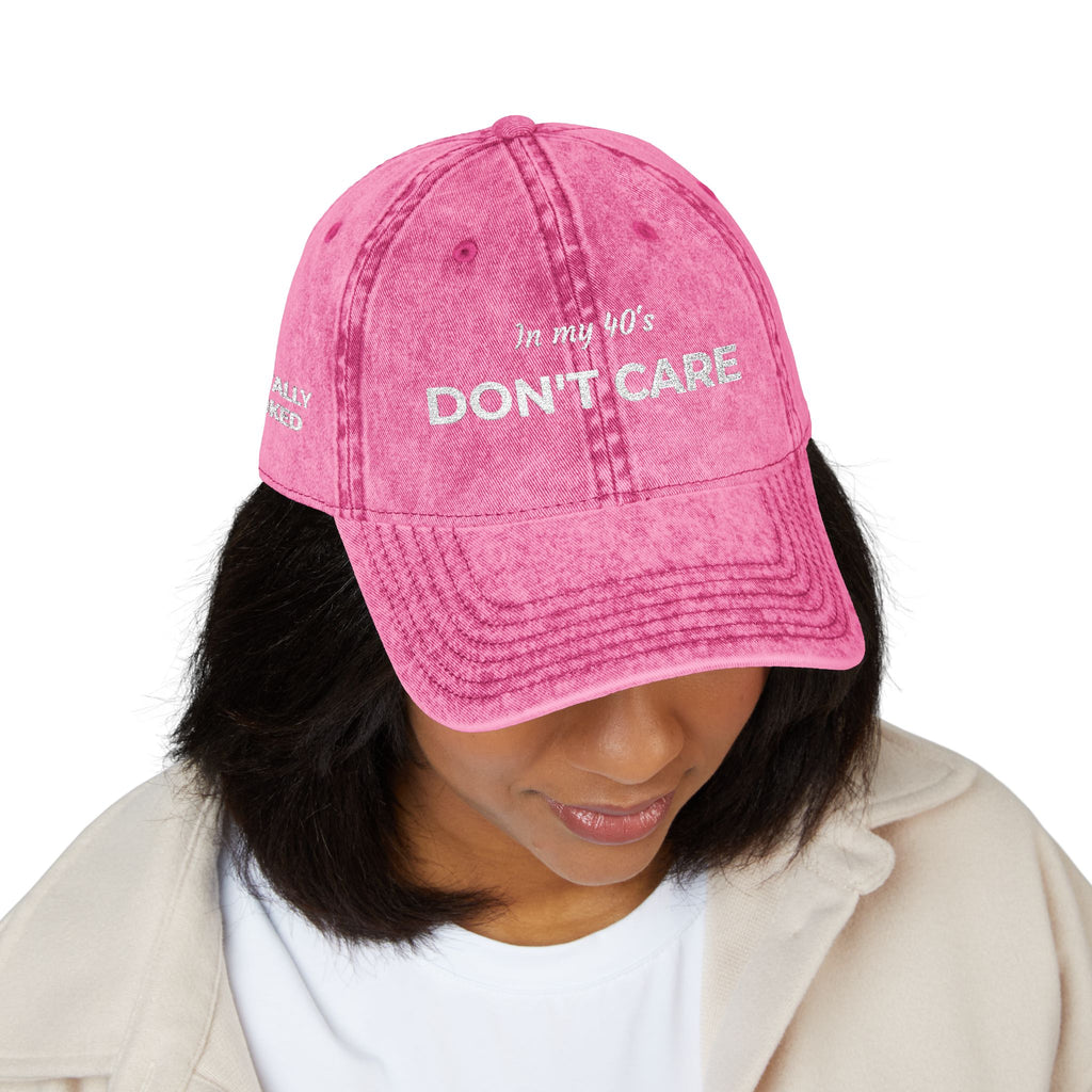 Vintage Embroidered Cap — "Don't Care" Distressed Baseball Hat