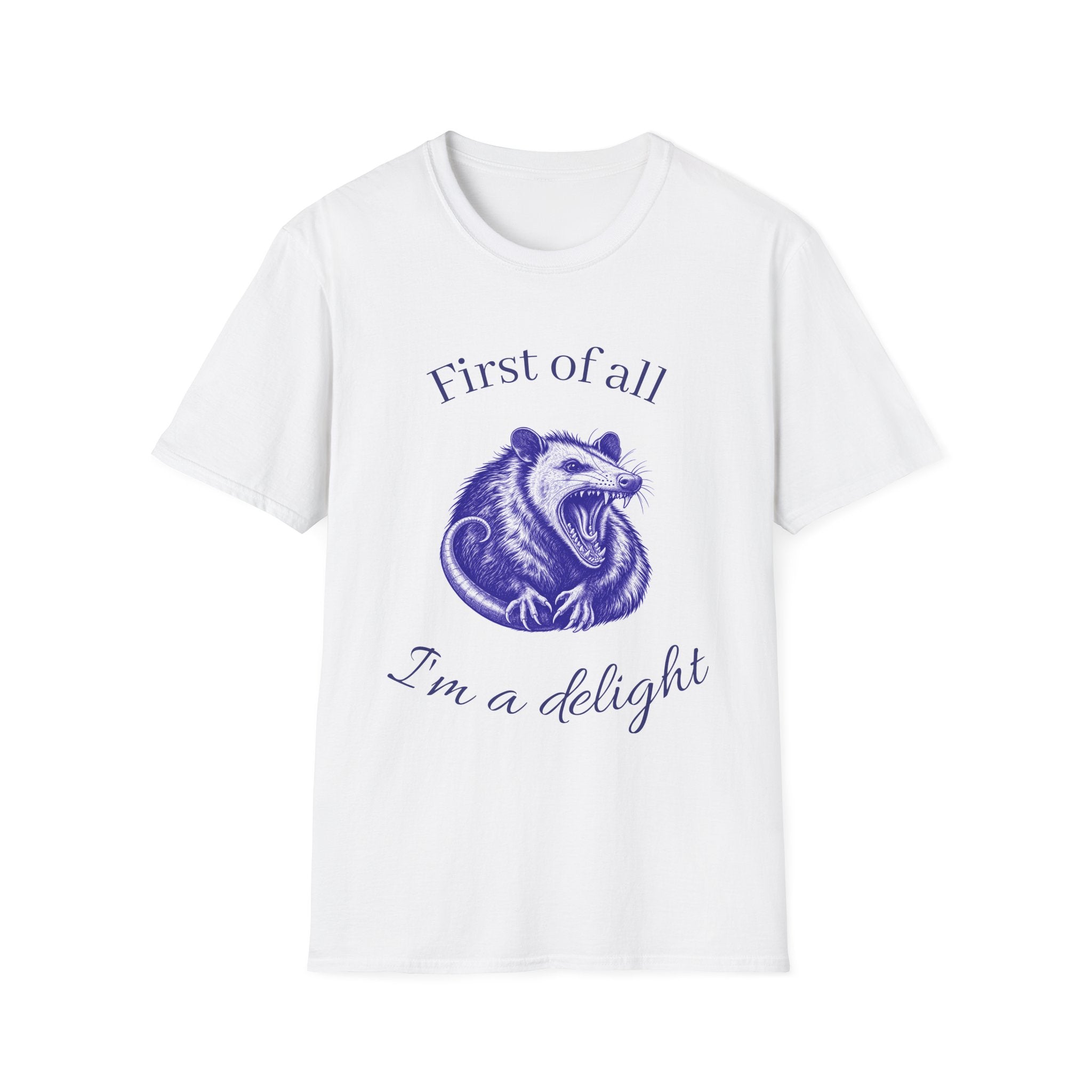 T-Shirt — “First of All, I’m a Delight” Possum Graphic Tee