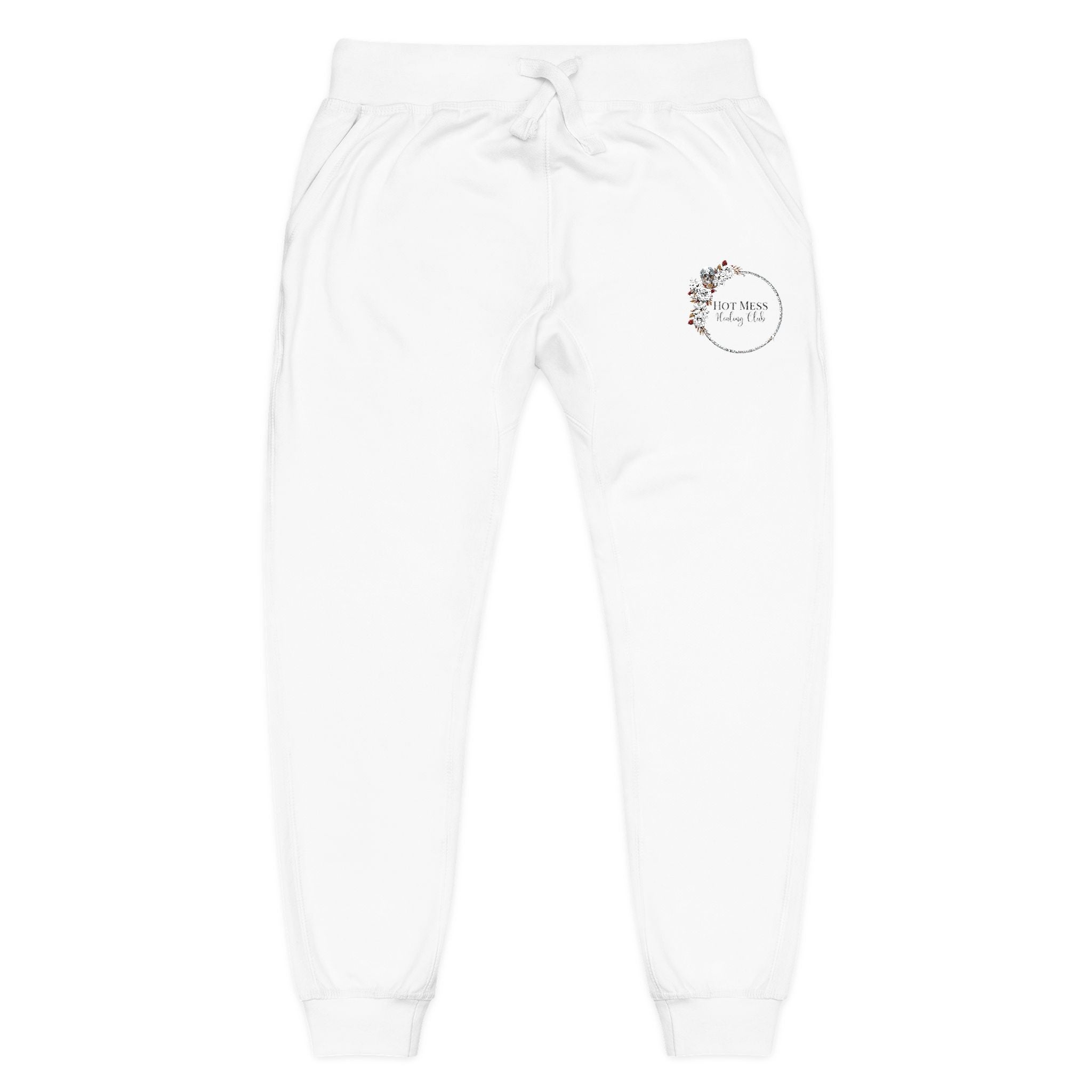 Embroidered Cozy Sweatpants – Minimal Logo Floral Circle Accent