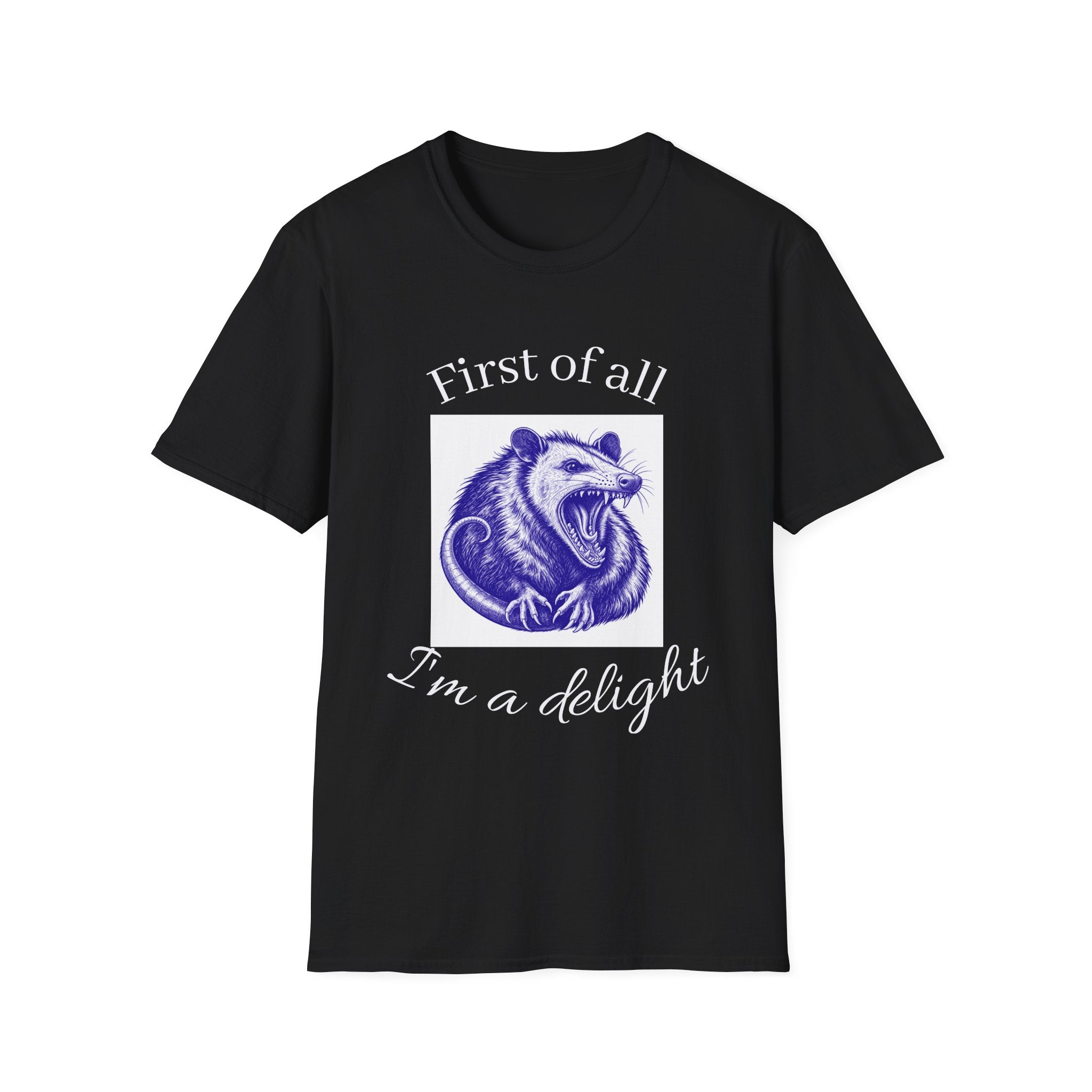 T-Shirt — “First of All, I’m a Delight” Possum Graphic Tee