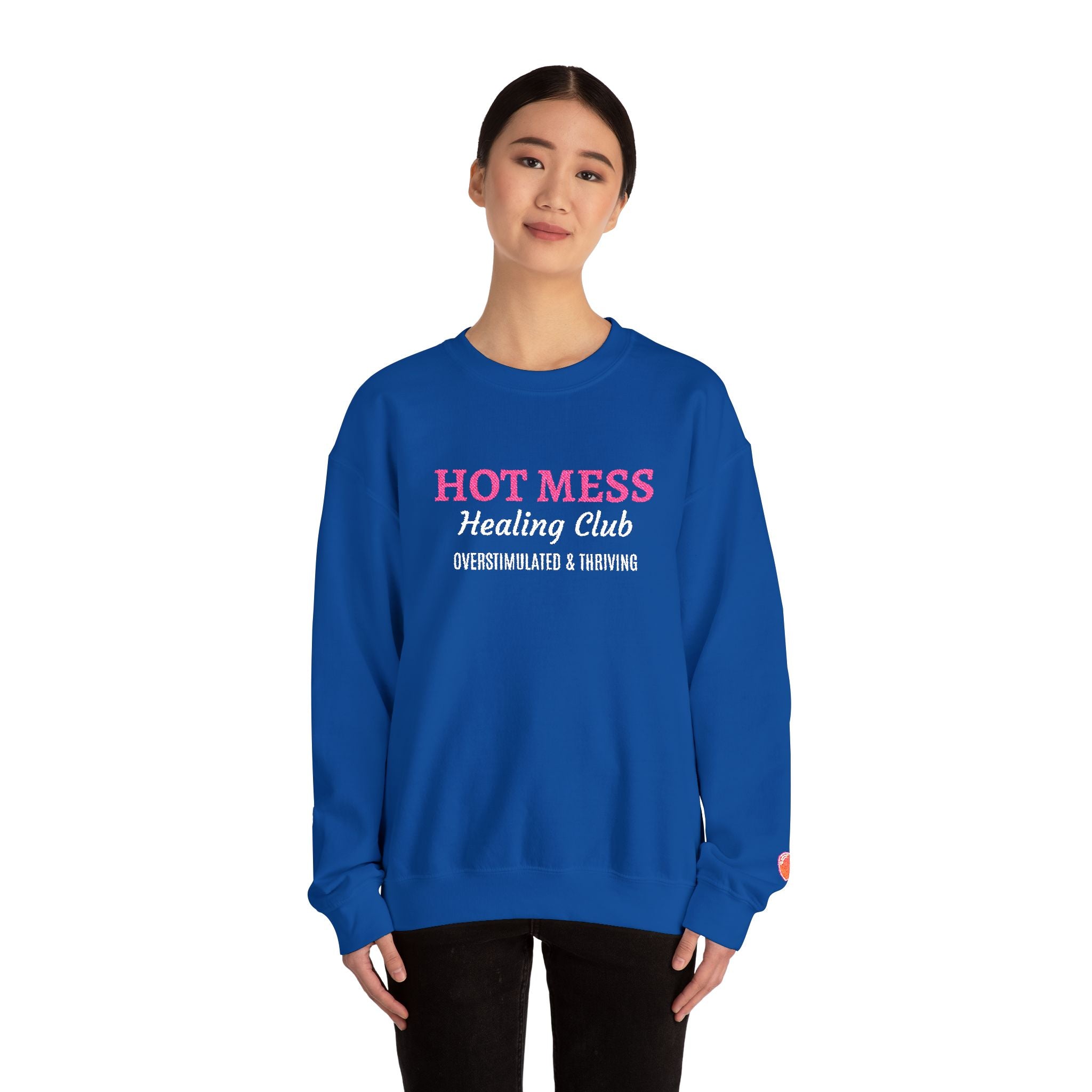 Hot Mess Crewneck Sweatshirt — Funny Graphic White Pullover