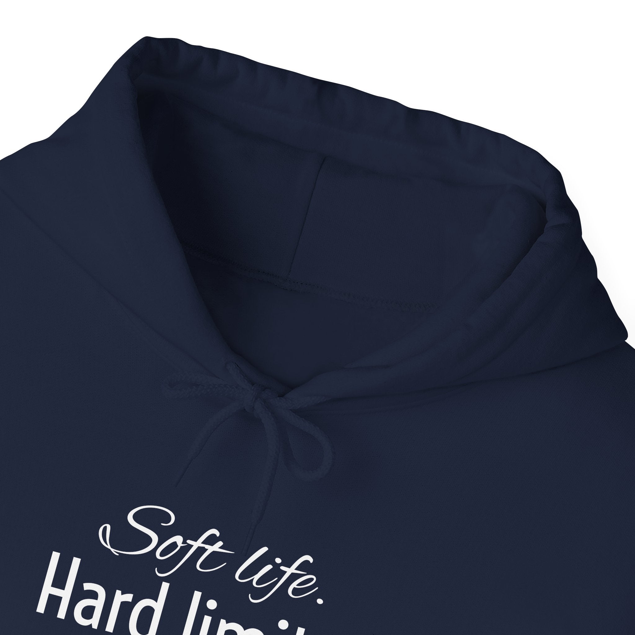 Hoodie — "Soft Life. Hard Limits." Minimalist Script Pullover