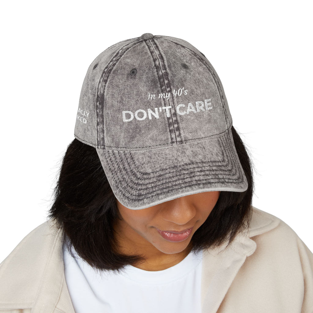 Vintage Embroidered Cap — "Don't Care" Distressed Baseball Hat