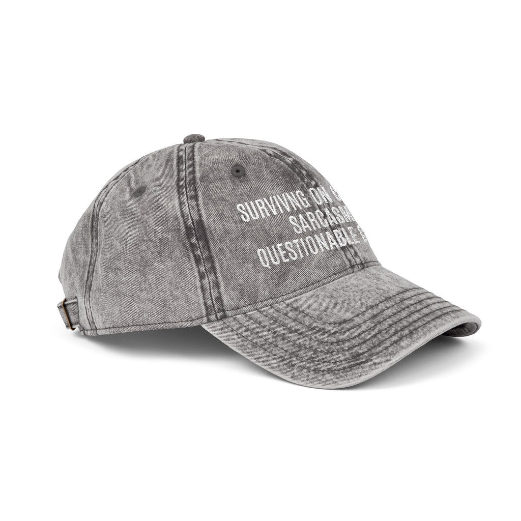 Vintage Embroidered Cap — 'Surviving on Caffeine, Sarcasm & Questionable Choices'
