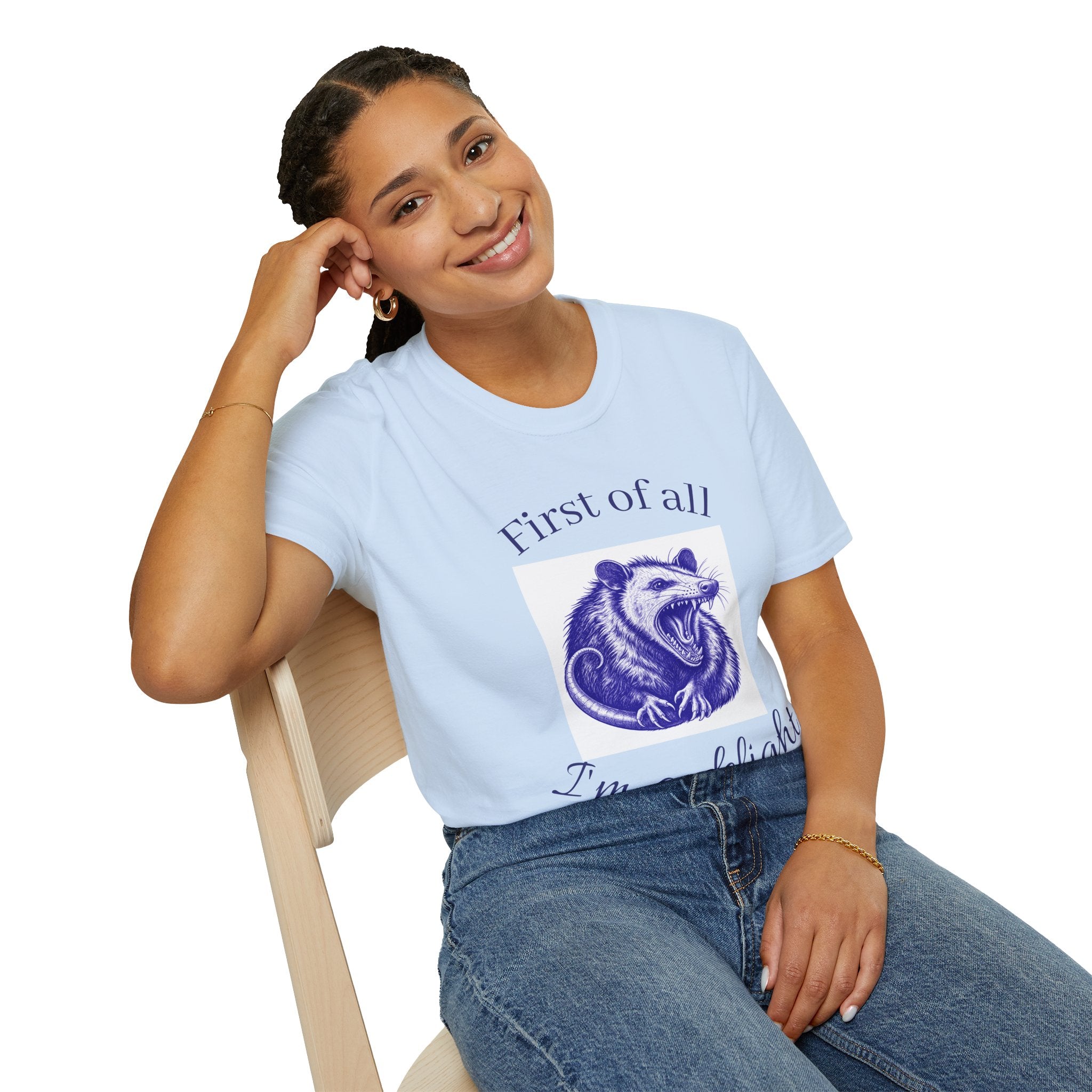 T-Shirt — “First of All, I’m a Delight” Possum Graphic Tee