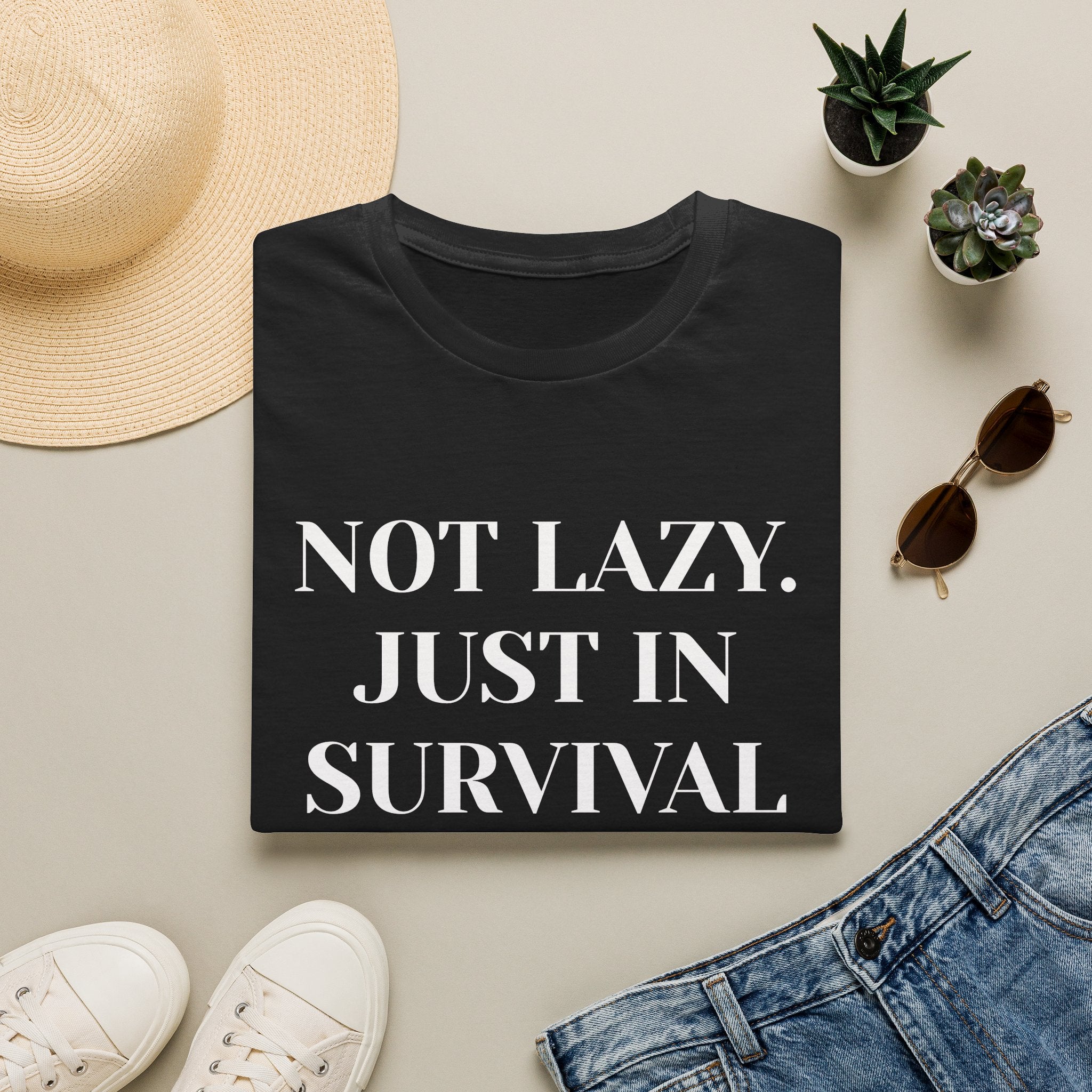 Survival Mode T-Shirt — "Not Lazy. Just In Survival Mode." Relaxed Graphic Tee