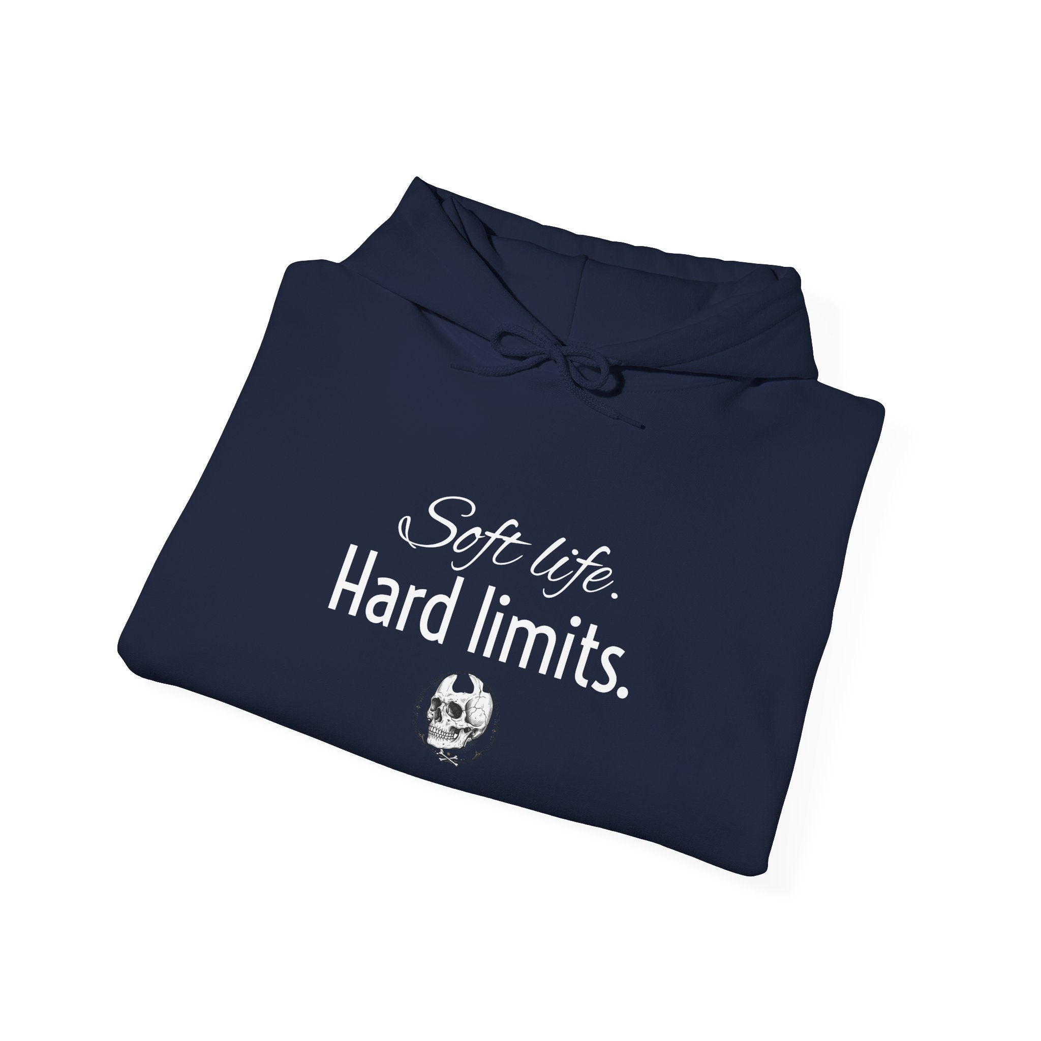 Hoodie — "Soft Life. Hard Limits." Minimalist Script Pullover