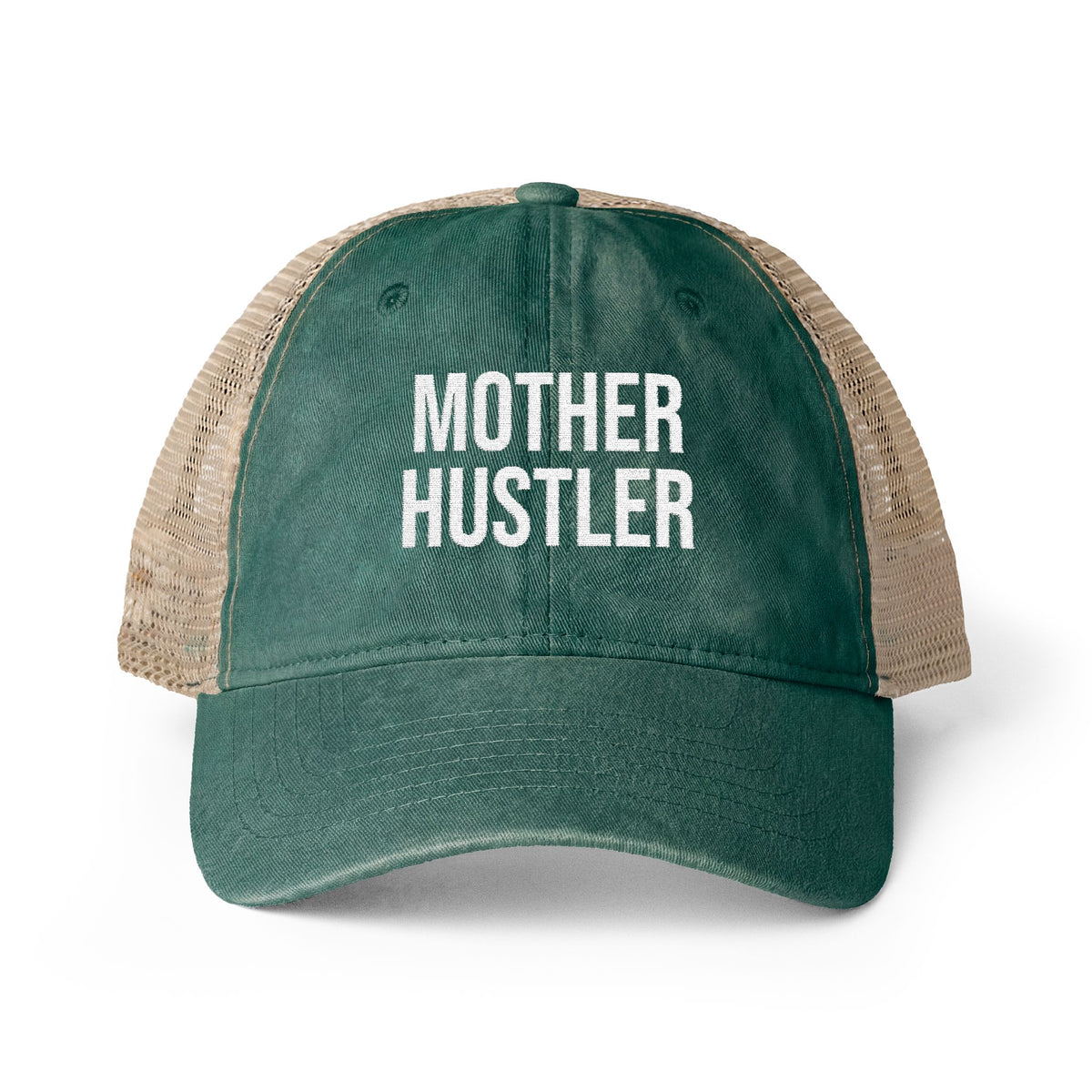 "MOTHER HUSTLER" Women's Washed Mesh-Back Cap