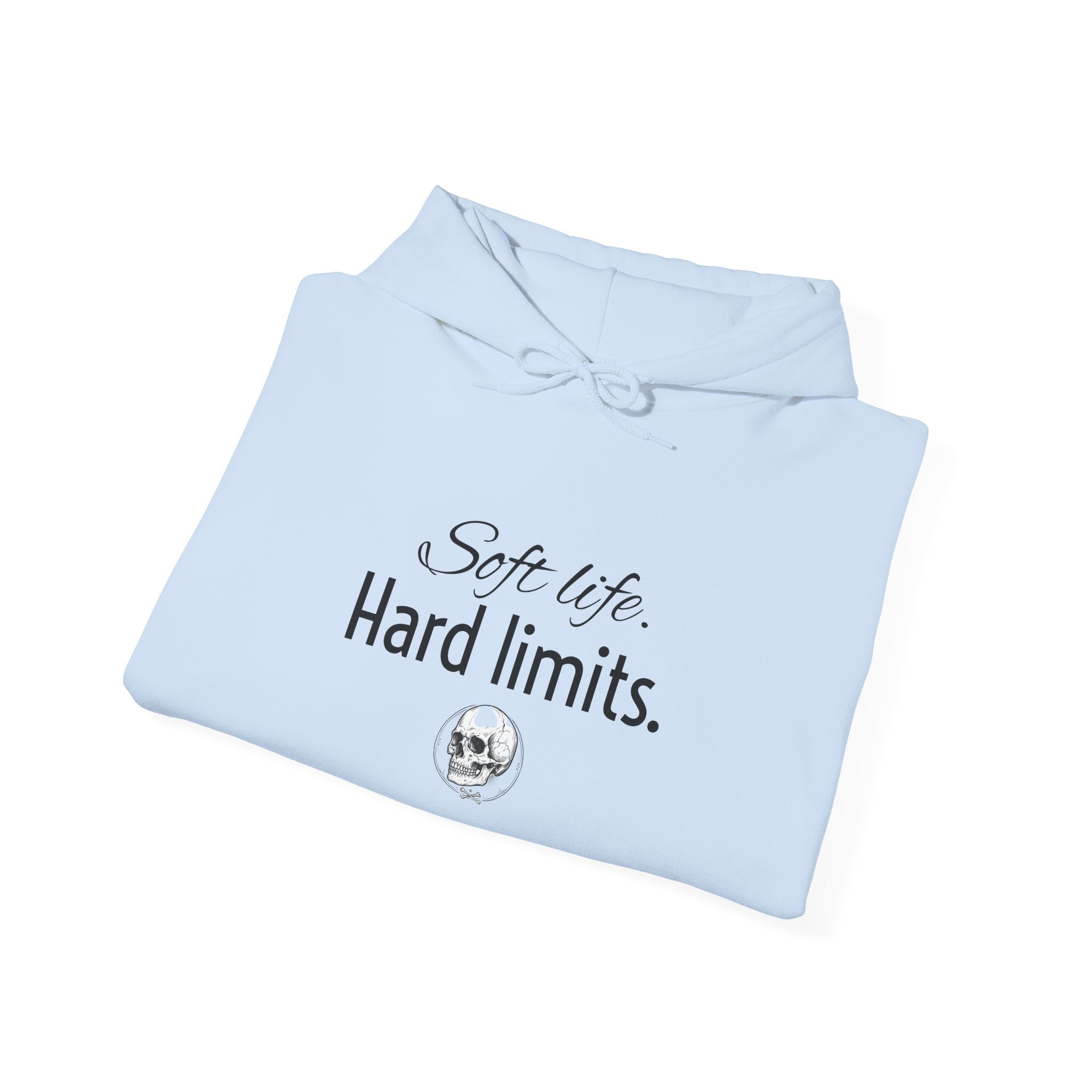 Hoodie — "Soft Life. Hard Limits." Minimalist Script Pullover
