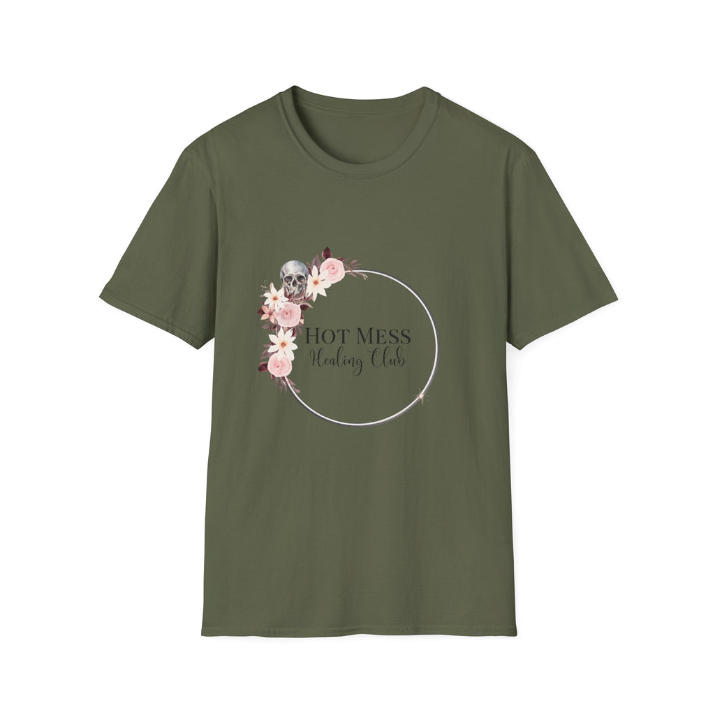 Hot Mess Healing Club T-Shirt — Floral Skull Tee