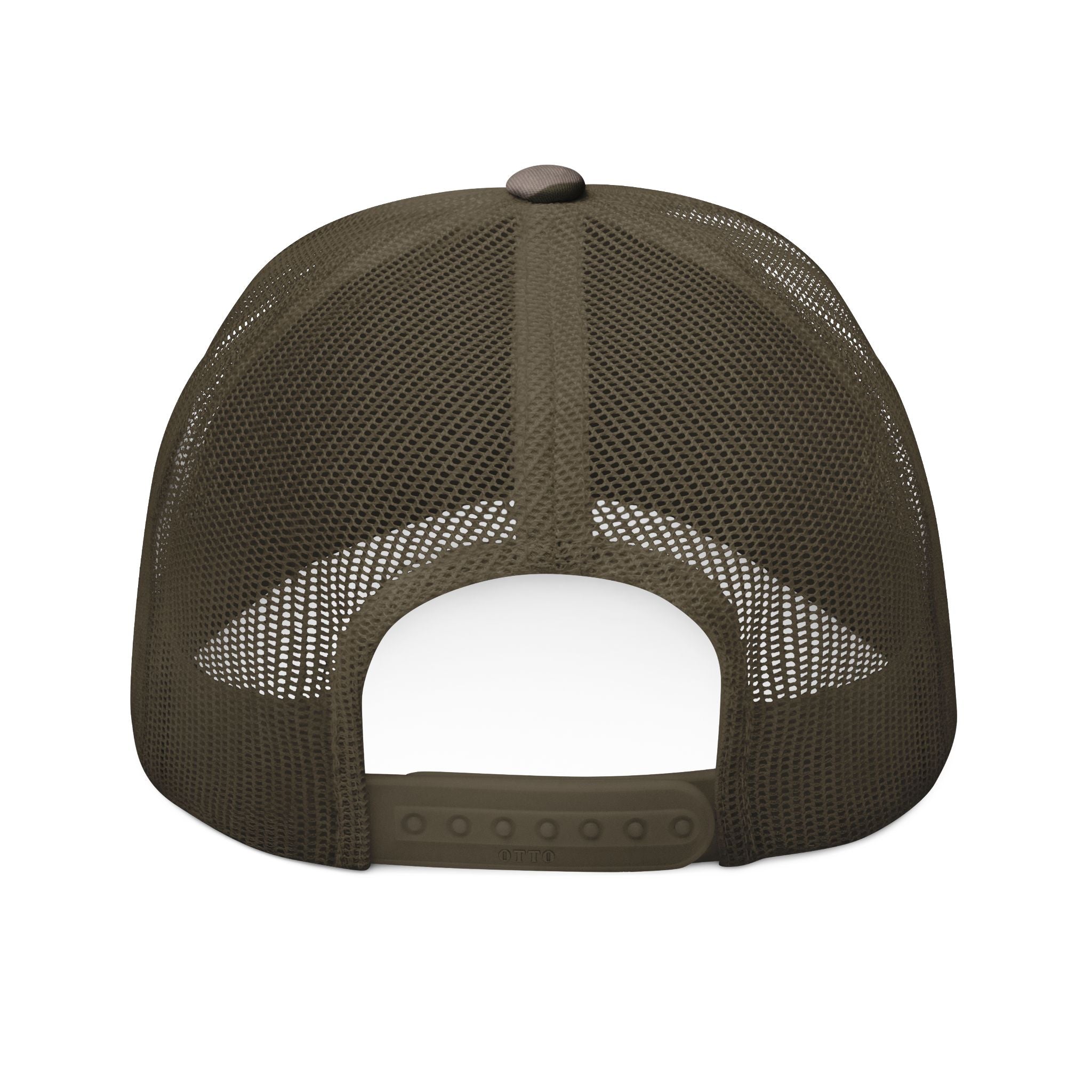 Trucker Hat — Camo Embroidered “Practicing My Throat Punch”