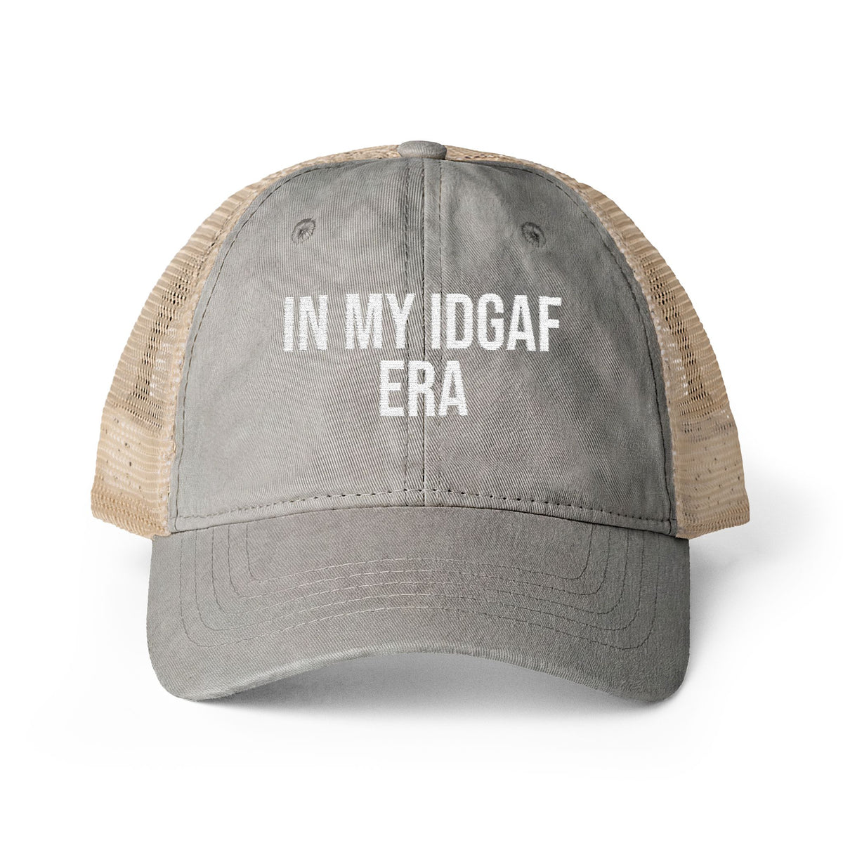 "IN MY IDGAF ERA" Women's Washed Mesh-Back Cap