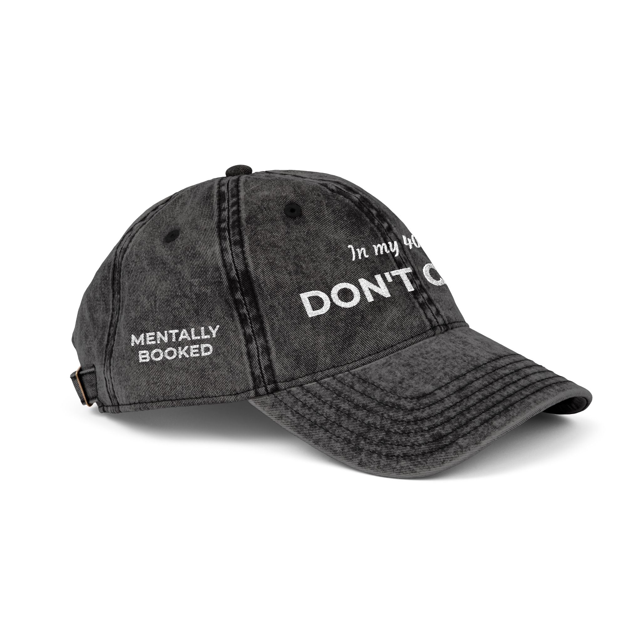 Vintage Embroidered Cap — "Don't Care" Distressed Baseball Hat
