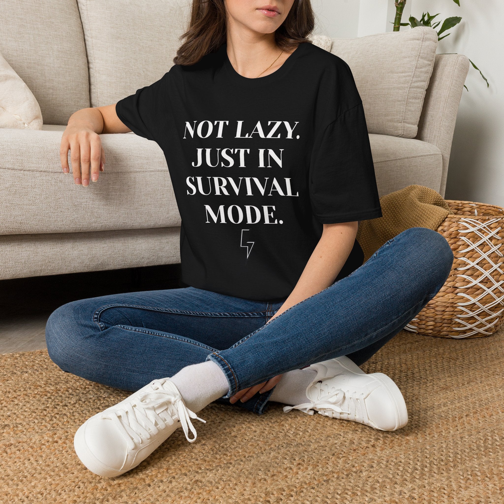 Survival Mode T-Shirt — "Not Lazy. Just In Survival Mode." Relaxed Graphic Tee